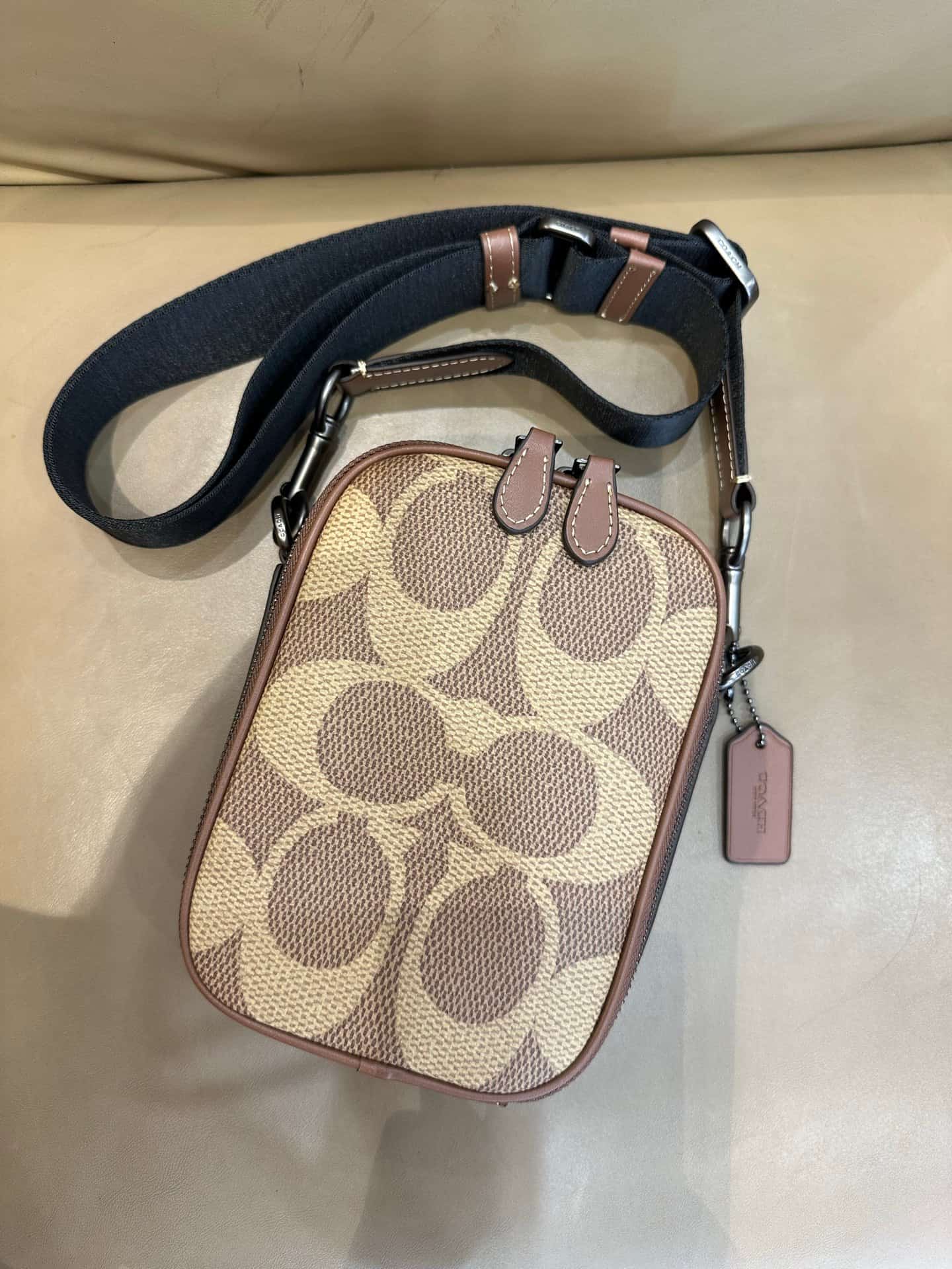 Coach Stanton Crossbody Bag in Beige Signature Canvas High