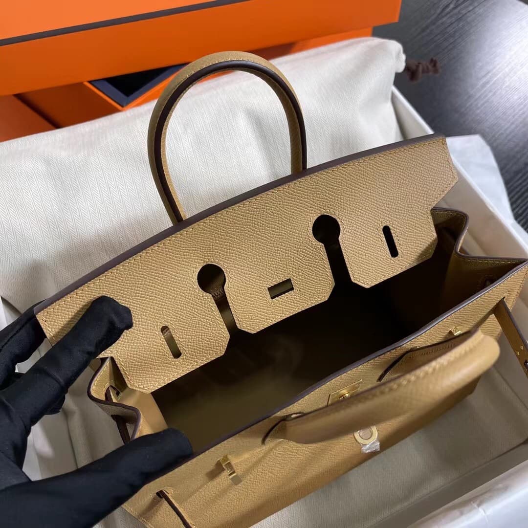 Hermes Birkin Sellier Bag 25/30cm Epsom Leather WAX Biscuit High