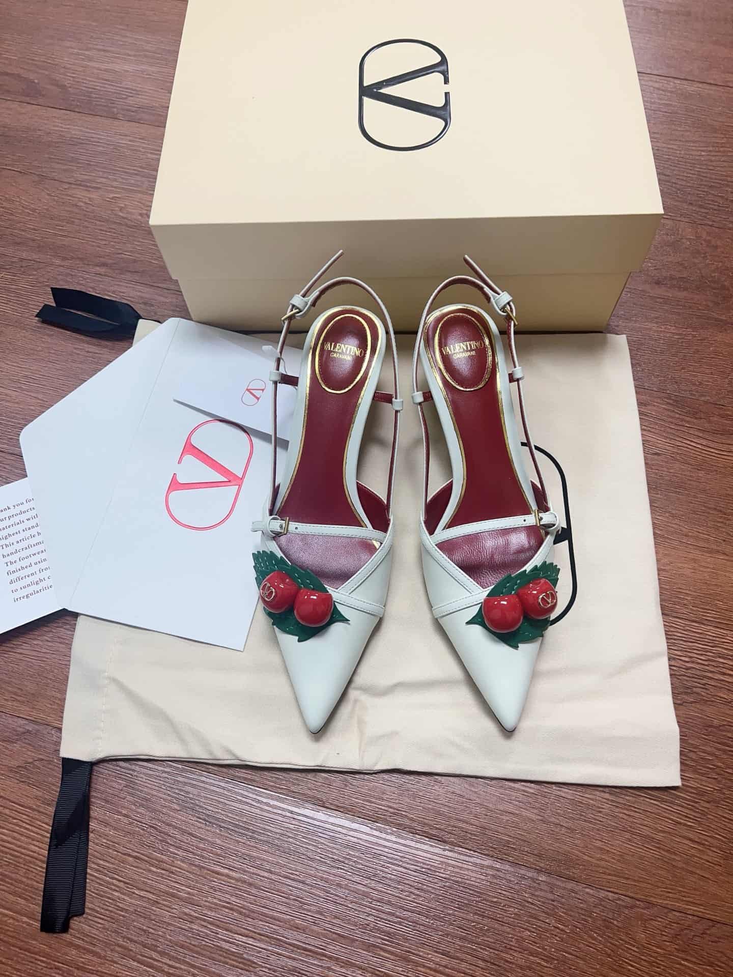 Valentino Garavani Leather Cherryfic Slingback Pumps