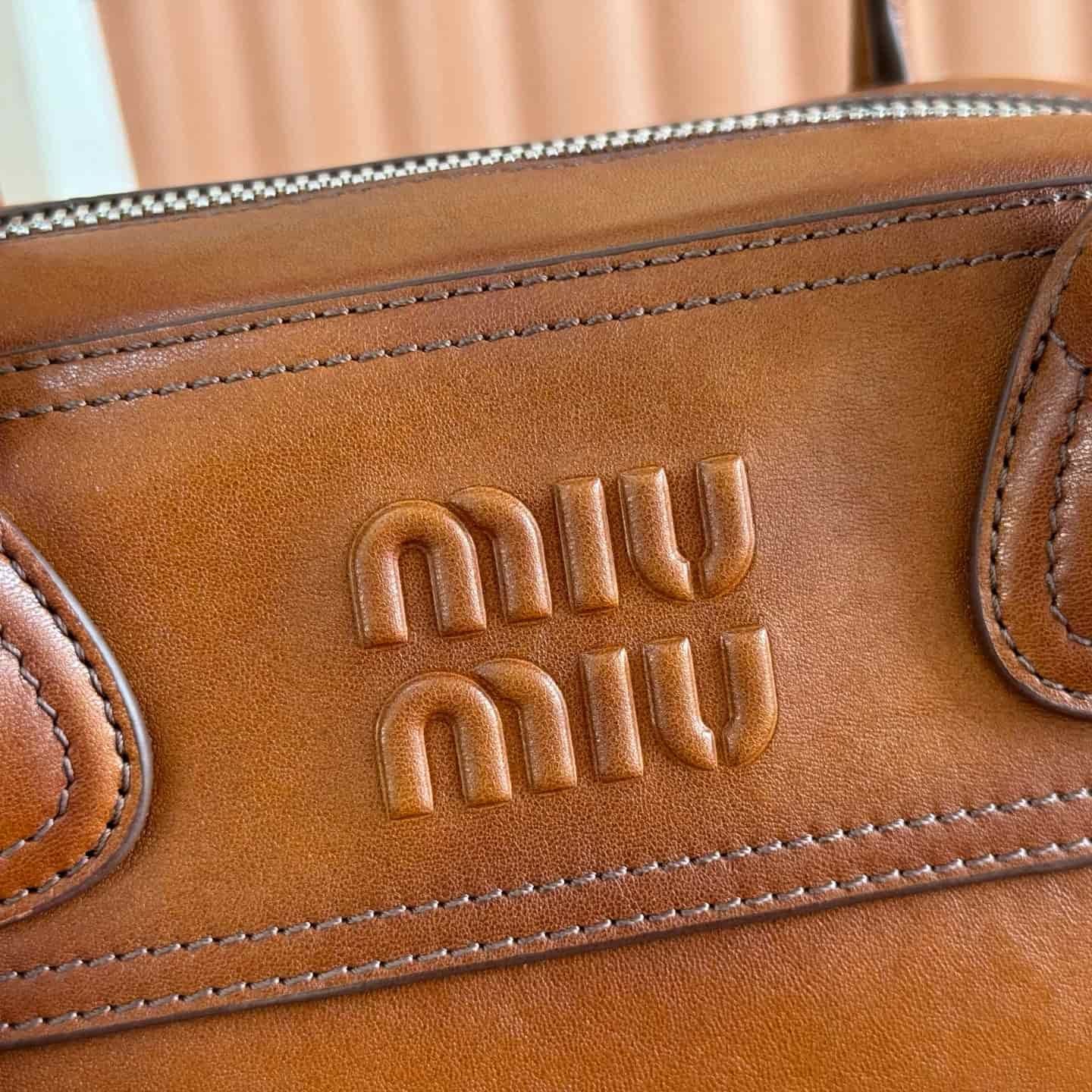 Miu Miu Vivant nappa leather bag Caramel 5bb199 TOP