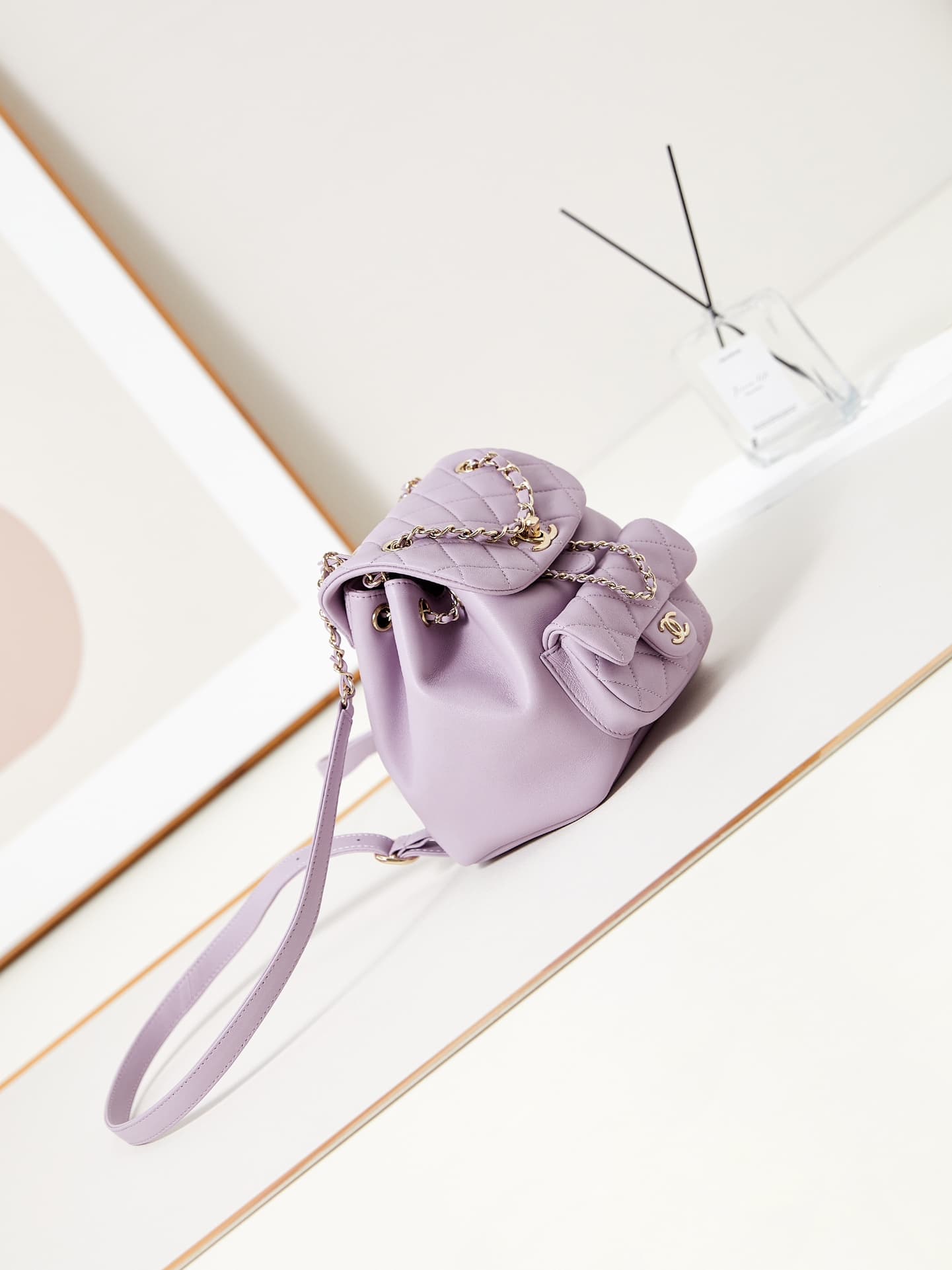 Chanel Small Quilted Duma Backpack Lambskin AS2908 Purple A