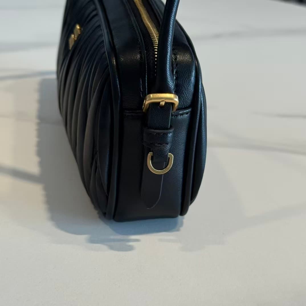 Miu Miu Black Matelassé Nappa Leather Pouch High