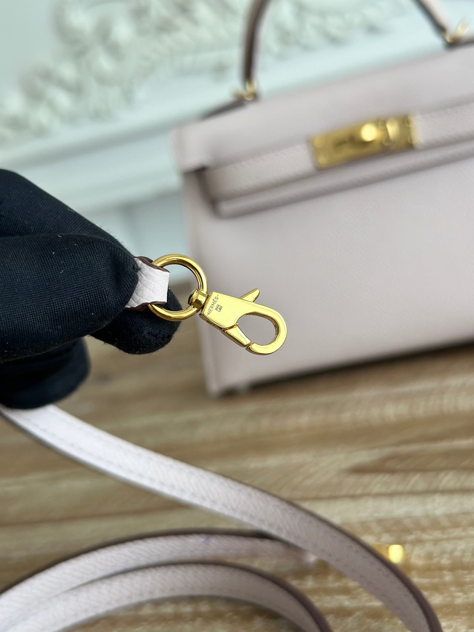 Hermes Kelly Mini II Bag Epsom Leather WAX Rose Sheherazade High