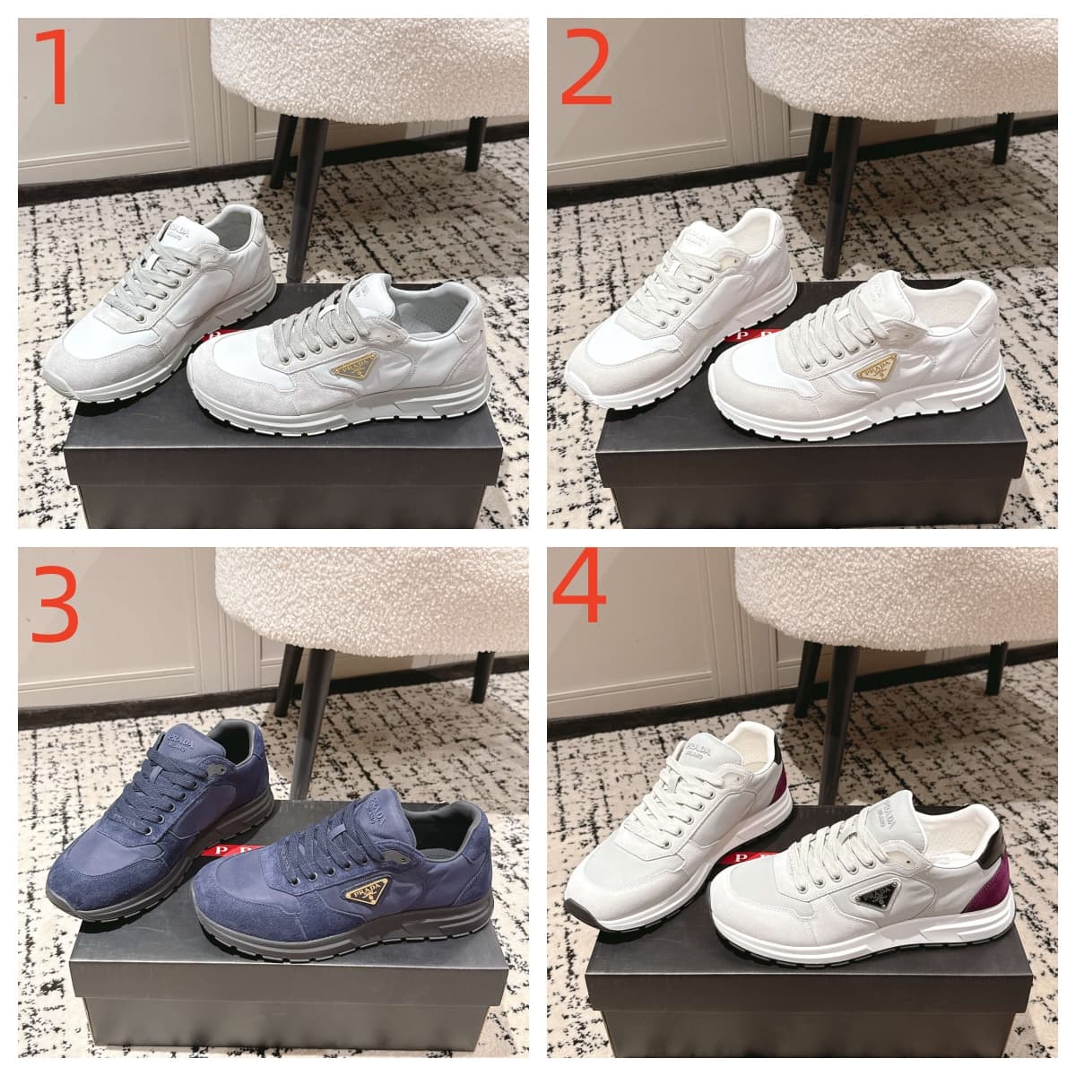Prada Cloudy Gray Prax 2.0 Re-nylon And Suede Sneakers shoes Men