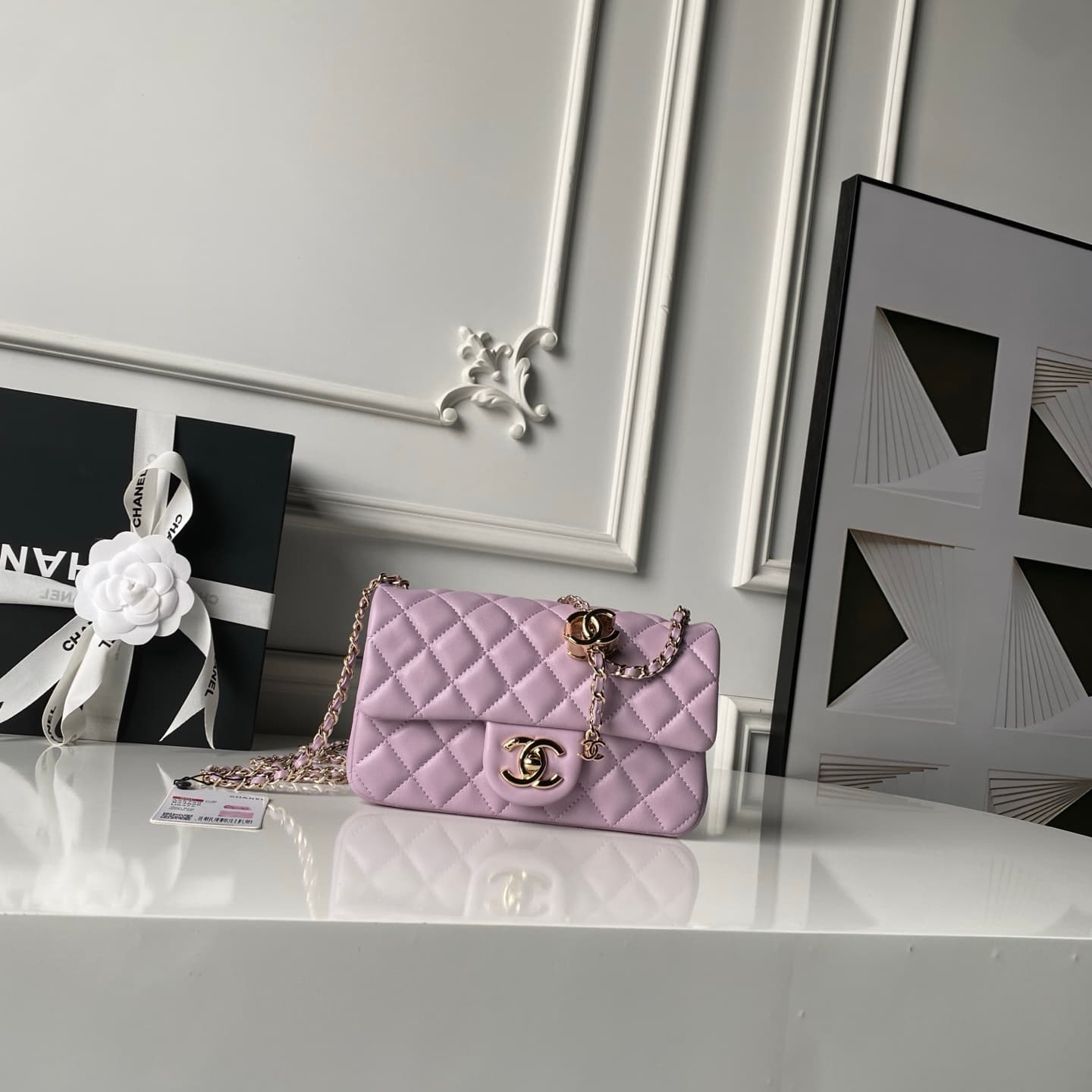 Chanel Classic Flap Bag Lambskin & Gold-Tone Metal AS5759 Light Purple A