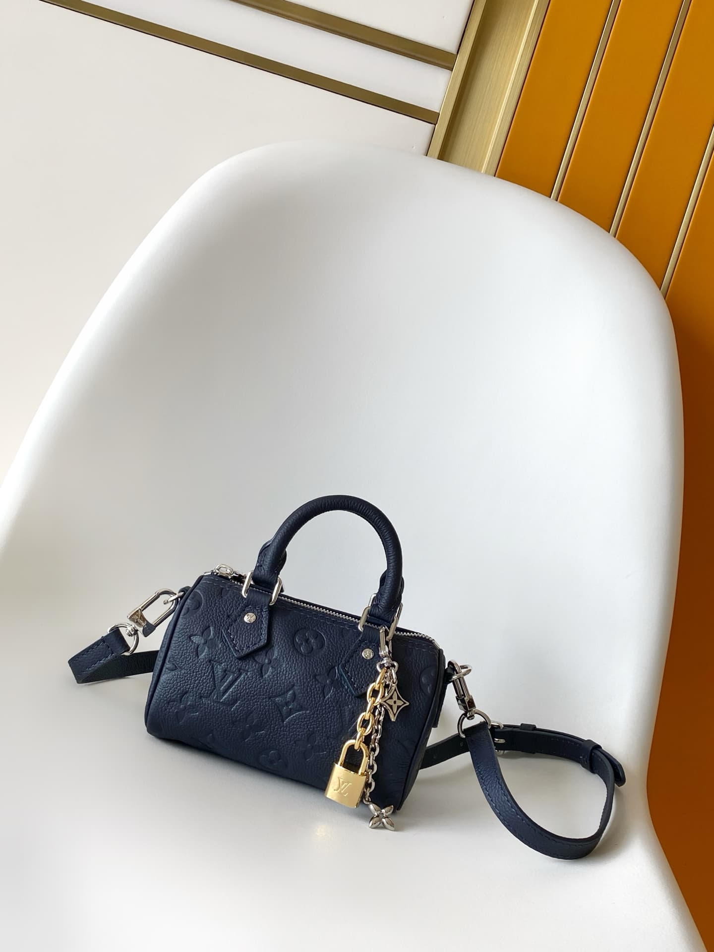 Louis Vuitton Nano Speedy Shimmery Ink Cowhide leather M26510 High