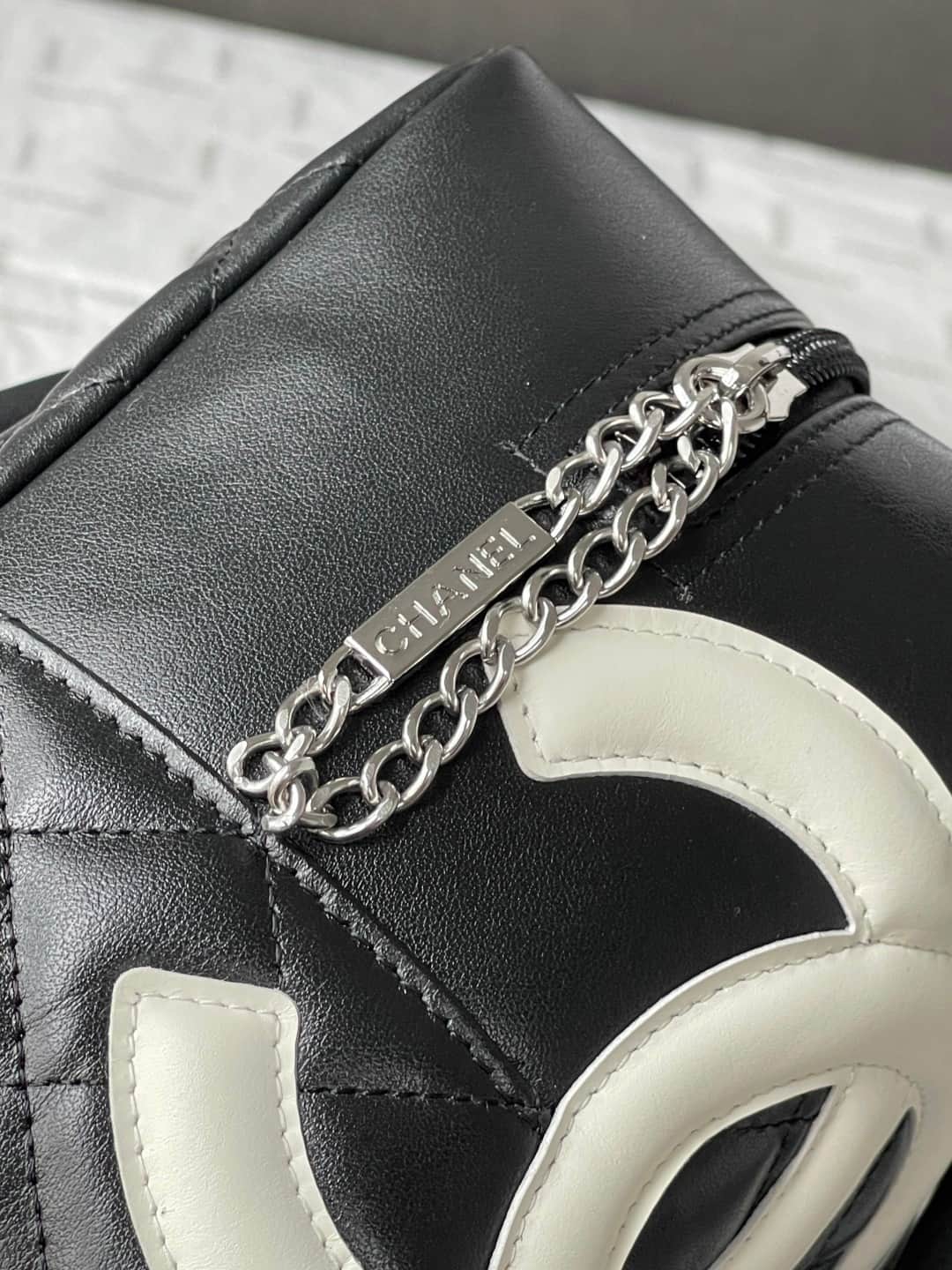 Chanel Cambon Ligne Bowler bag Calfskin & Silver-Tone Metal AS25171 Black High