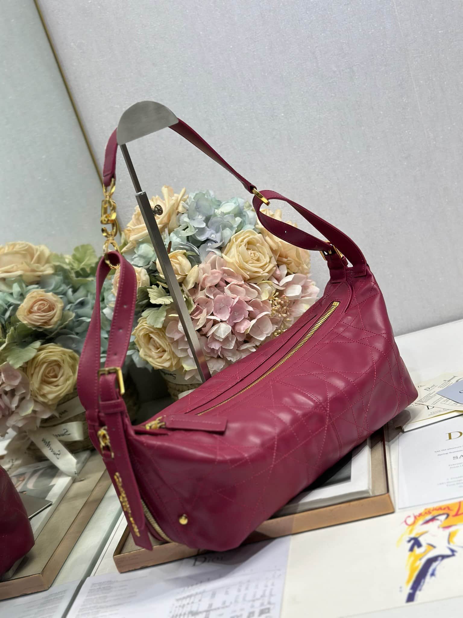 Medium D-Journey Bag in Crinkled Calfskin High