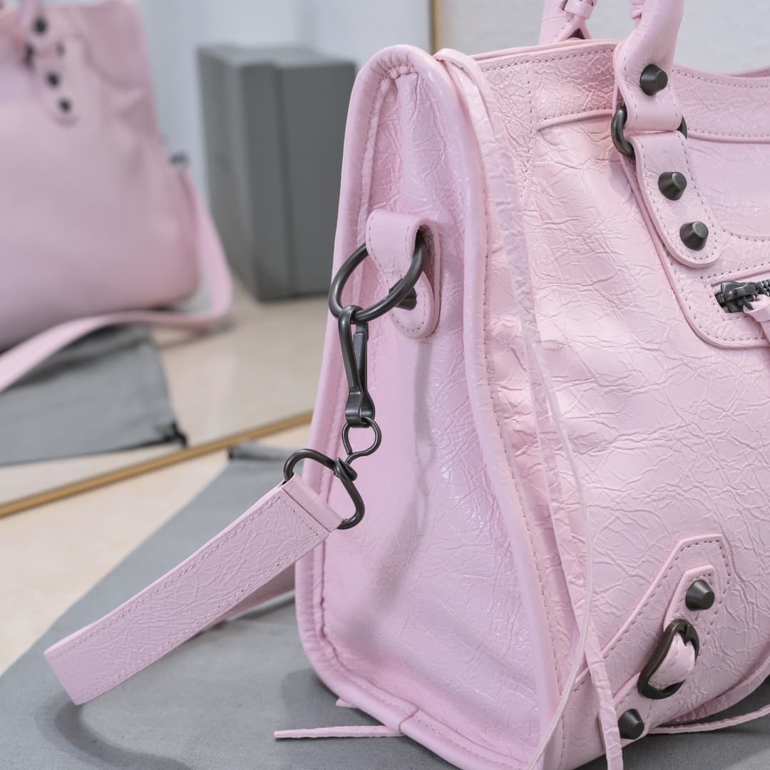 WOMEN'S LE CITY Medium Bag Black Metal Light Pink High