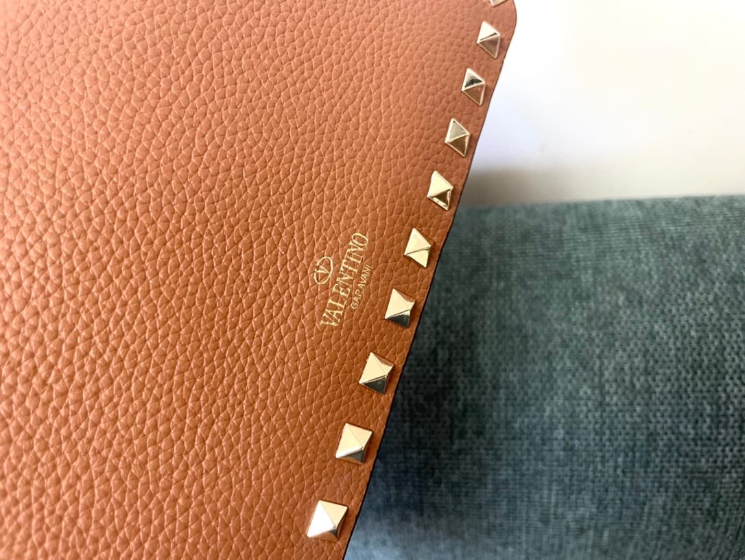 Valentino Garavani Mini Rockstud crossbody bag in Caramel Grained Calfskin High