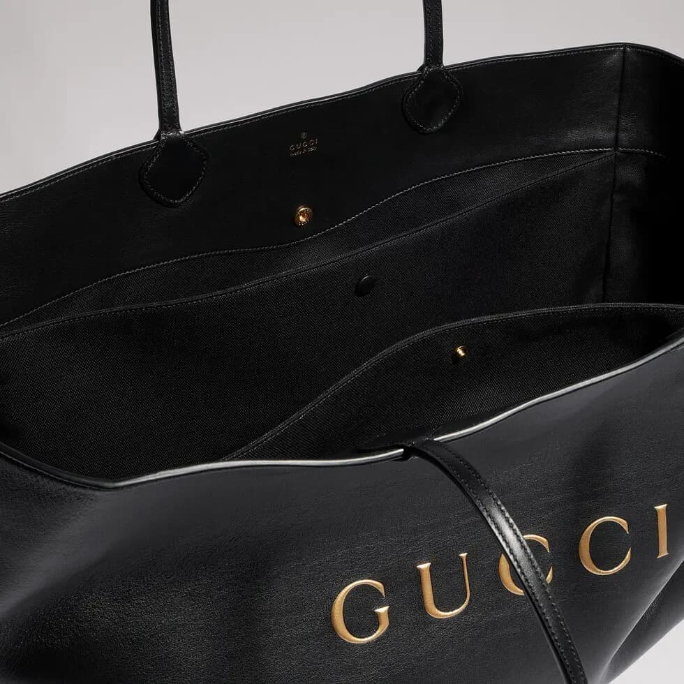 Gucci NY large tote bag Black soft lightweight leather ‎A00B4R High