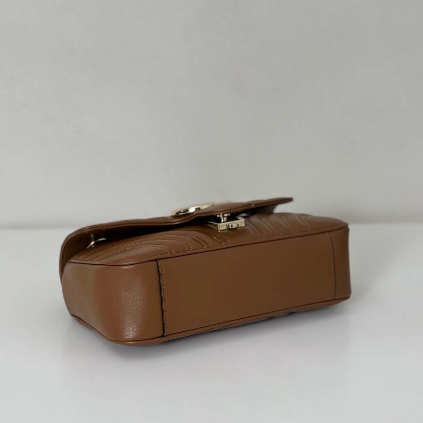 GG Marmont mini matelassé shoulder bag brown leather 446744 high
