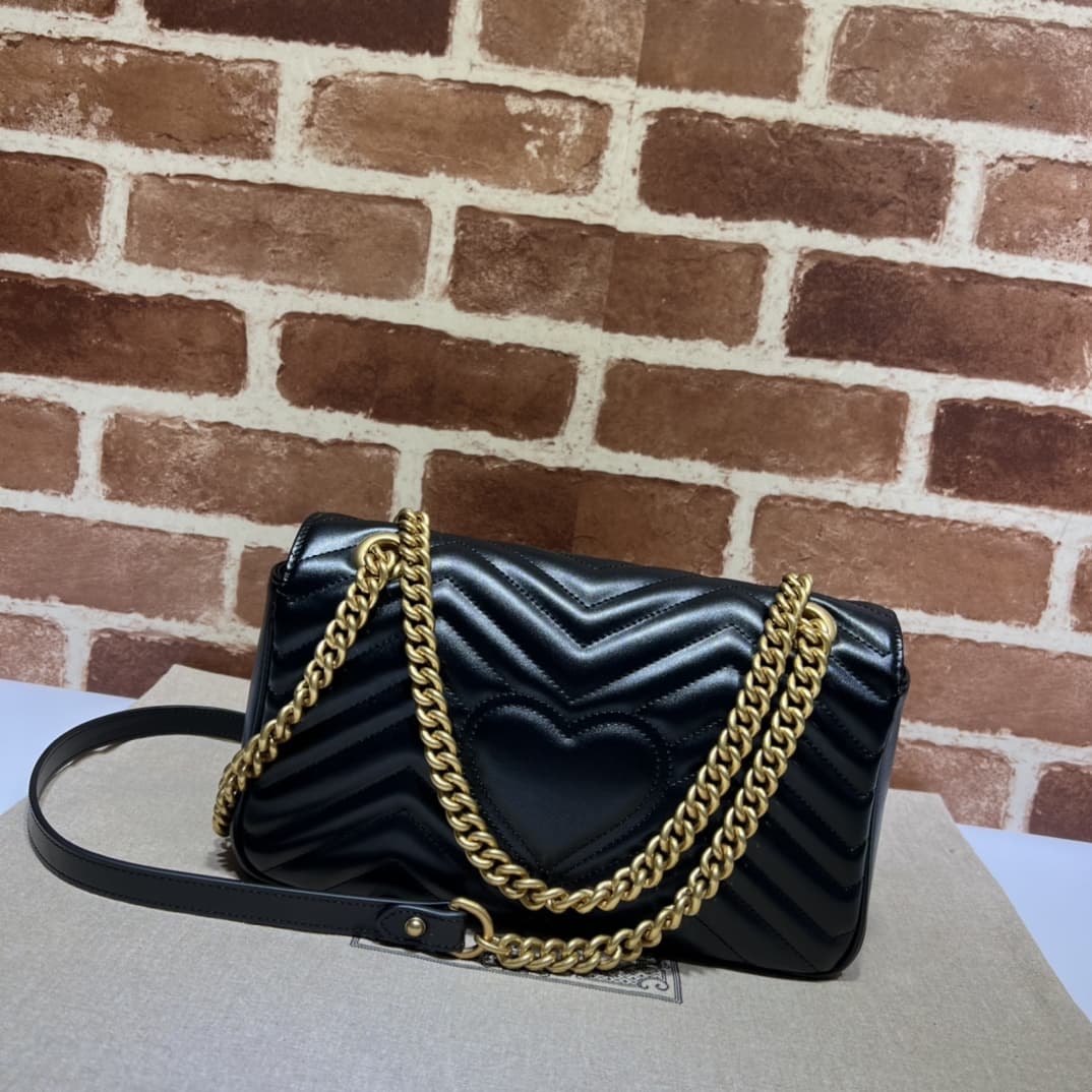 GG Marmont small matelassé shoulder bag 443497 black High