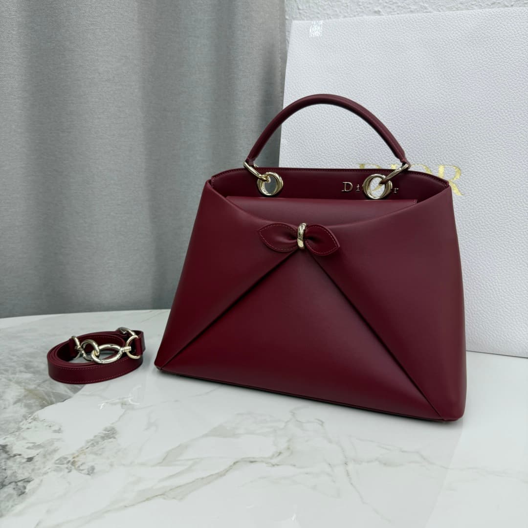 Large Dior Cigale Bag Red Shiny Supple Calfskin High
