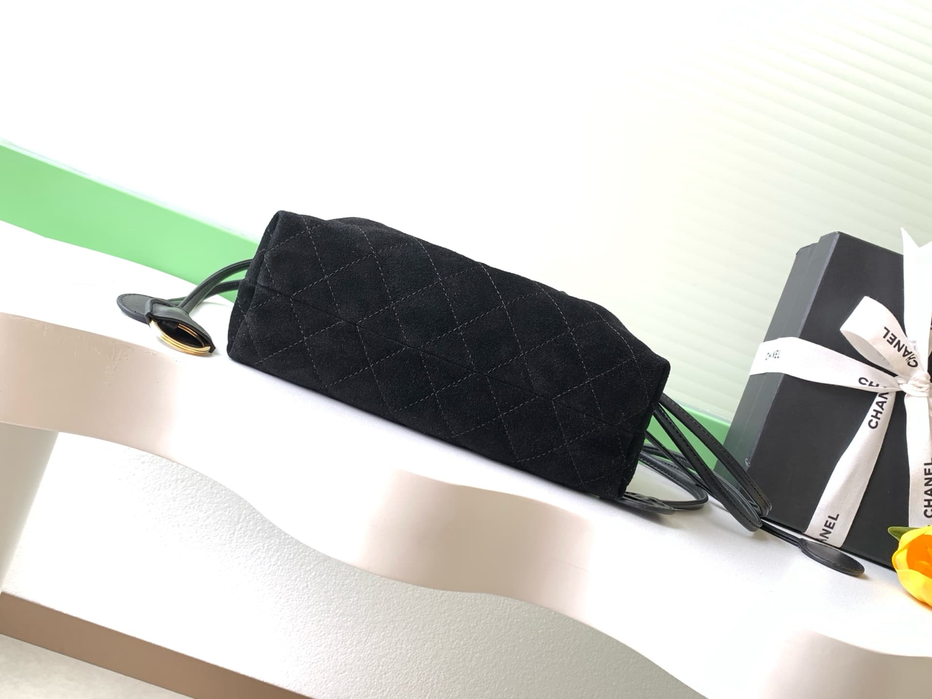Chanel Clutch with Leather Strap Suede Calfskin & Gold-tone Metal AP5227 Black A