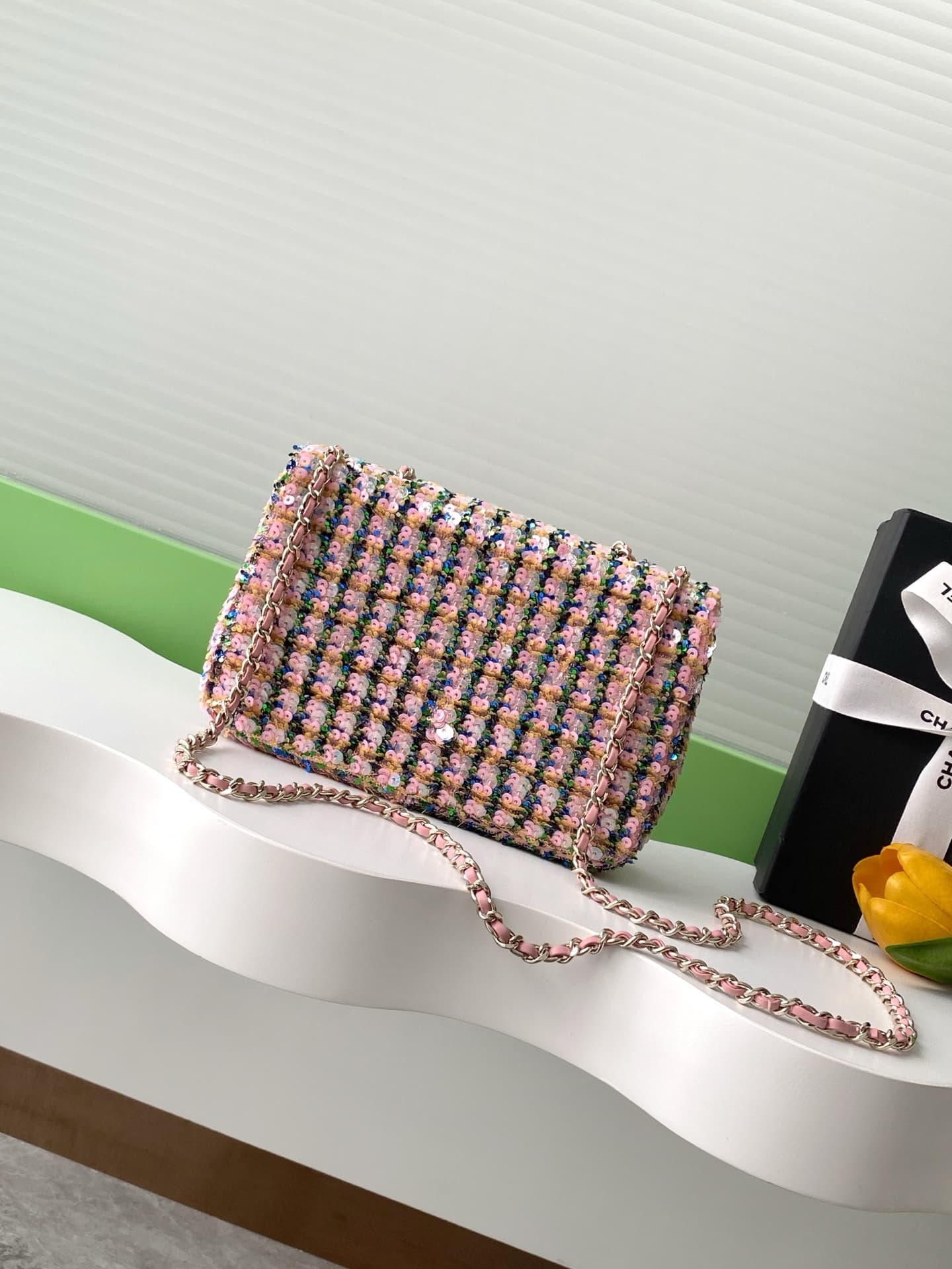 Chanel Flap Bag Sequins & Gold-Tone Metal AS4561  A