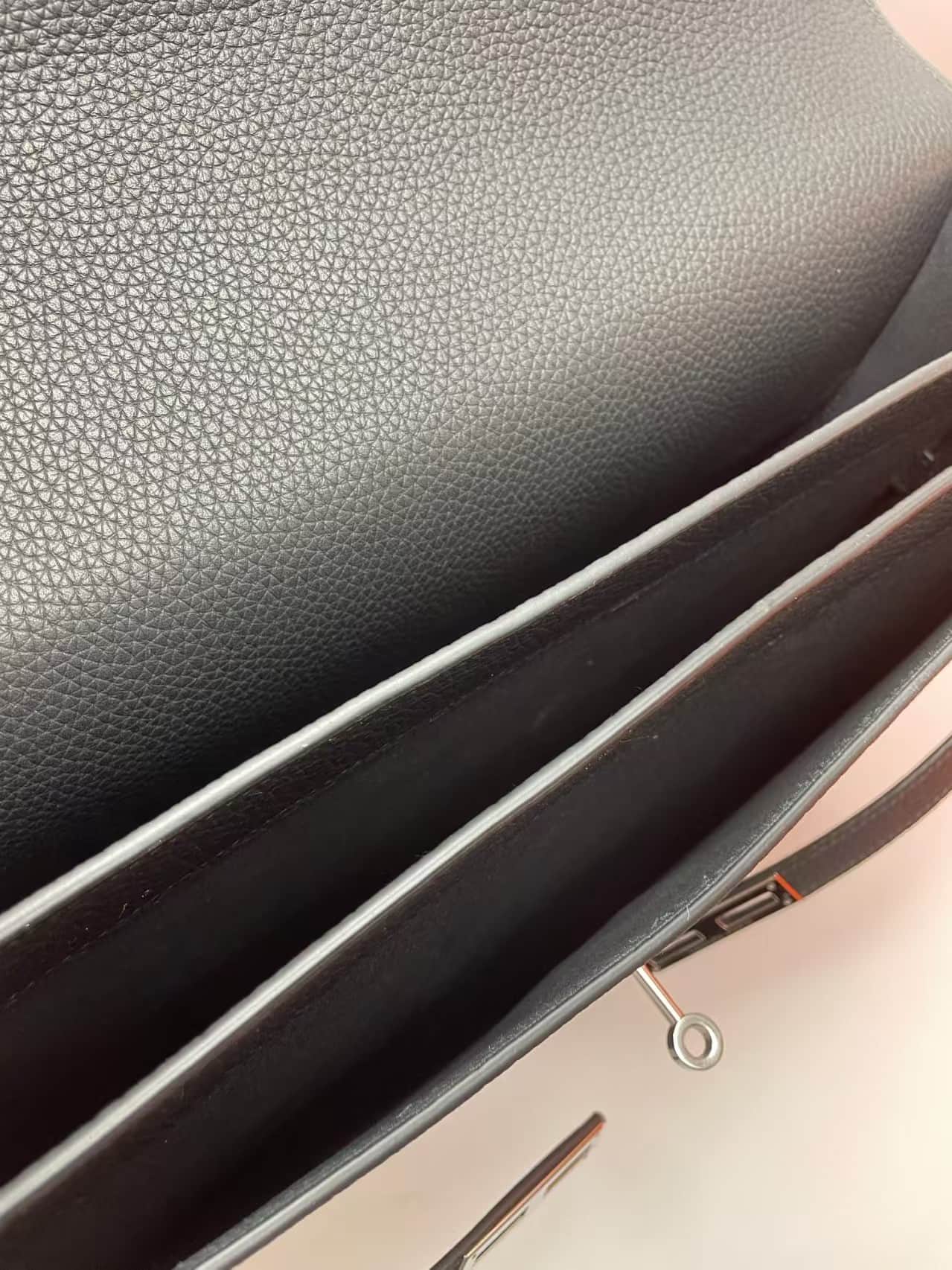 Hermes Kelly Depeche 38 Briefcase In Black Calfskin WAX High