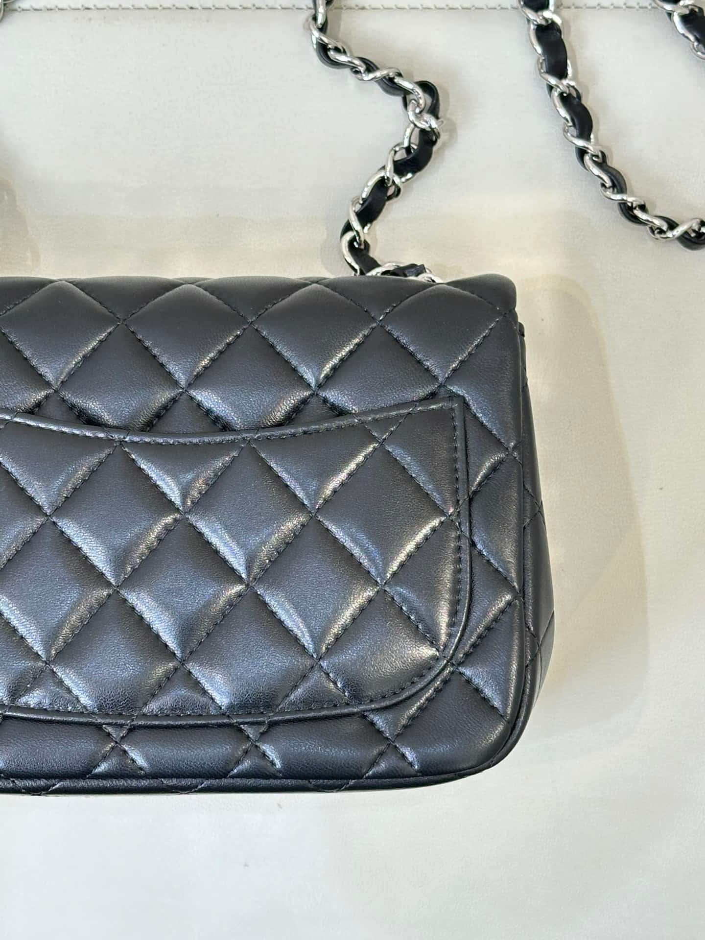CHANEL Super Mini Classic Handbag Lambskin & Silver-Tone Metal A35200 Black TOP