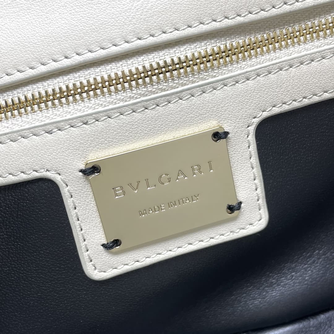 Bulgari Serpenti Cabochon Crossbody Bag in white leather high