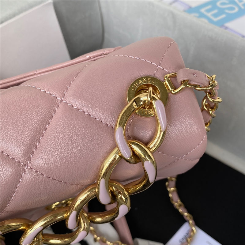 Supermini Flap Bag AS3365 Lambskin & Gold-Tone Metal Pink A