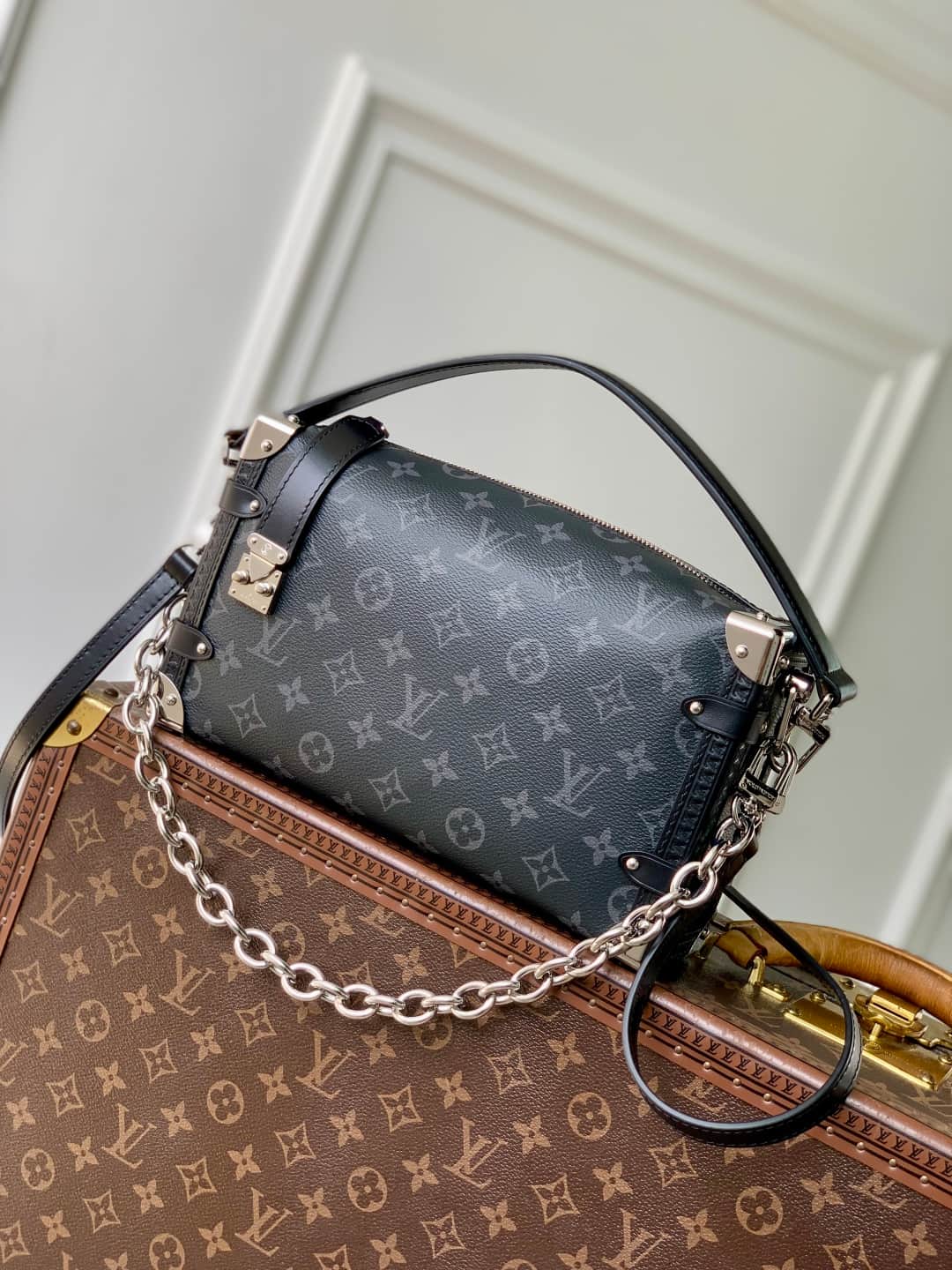 Louis Vuitton Side Trunk MM East West Monogram Eclipse M26226 High