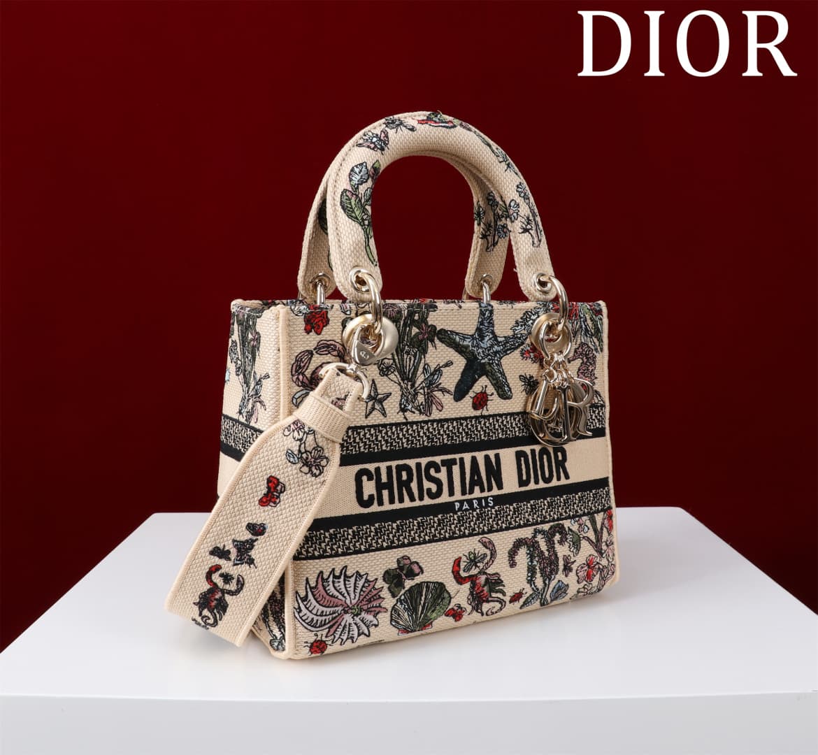 Medium Lady D-Lite Bag Embroidery with Multicolor Dior Cabinet de Curiosités Motif High