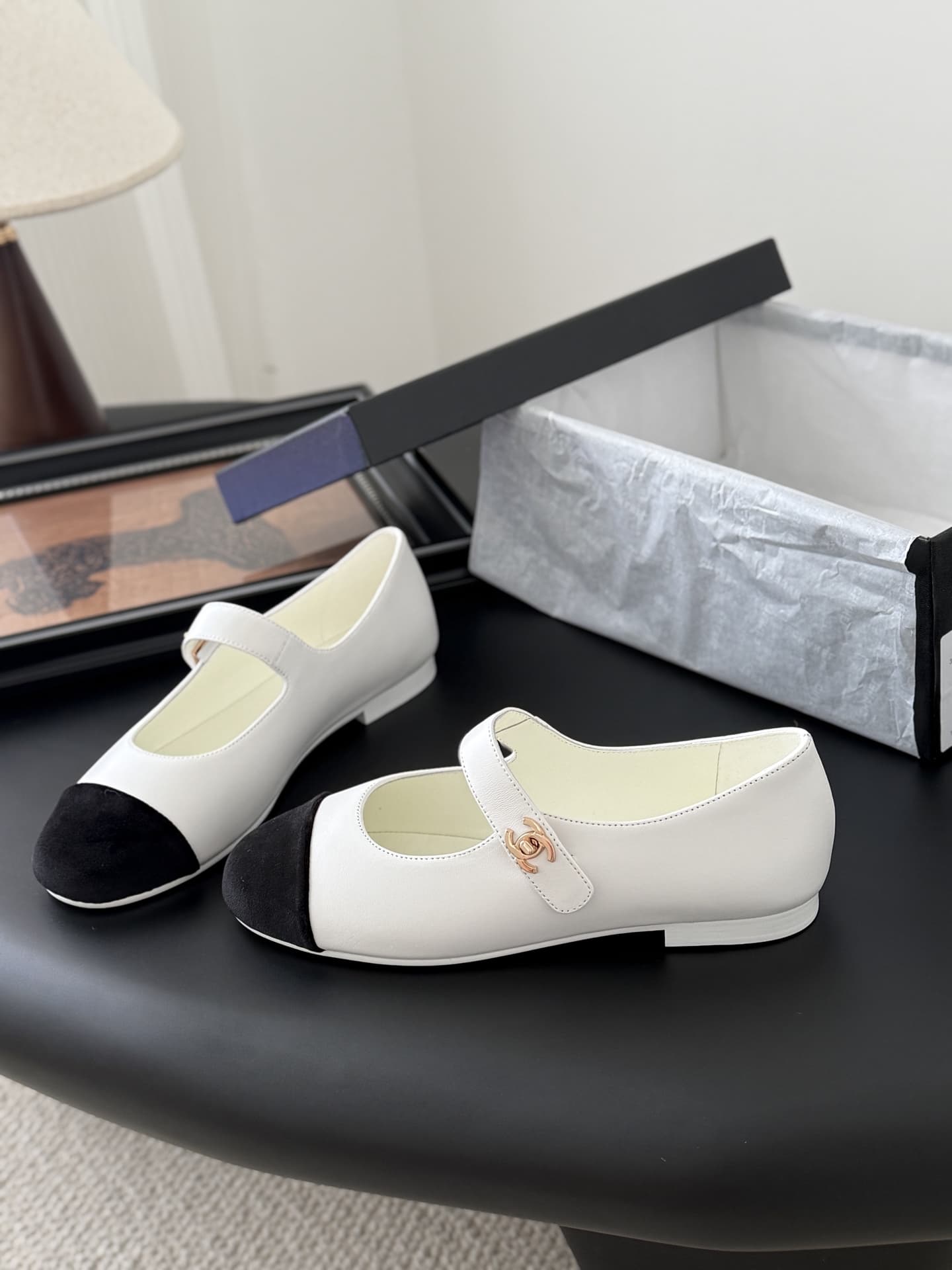 Chanel Calfskin Patent Mary Janes Flats Women