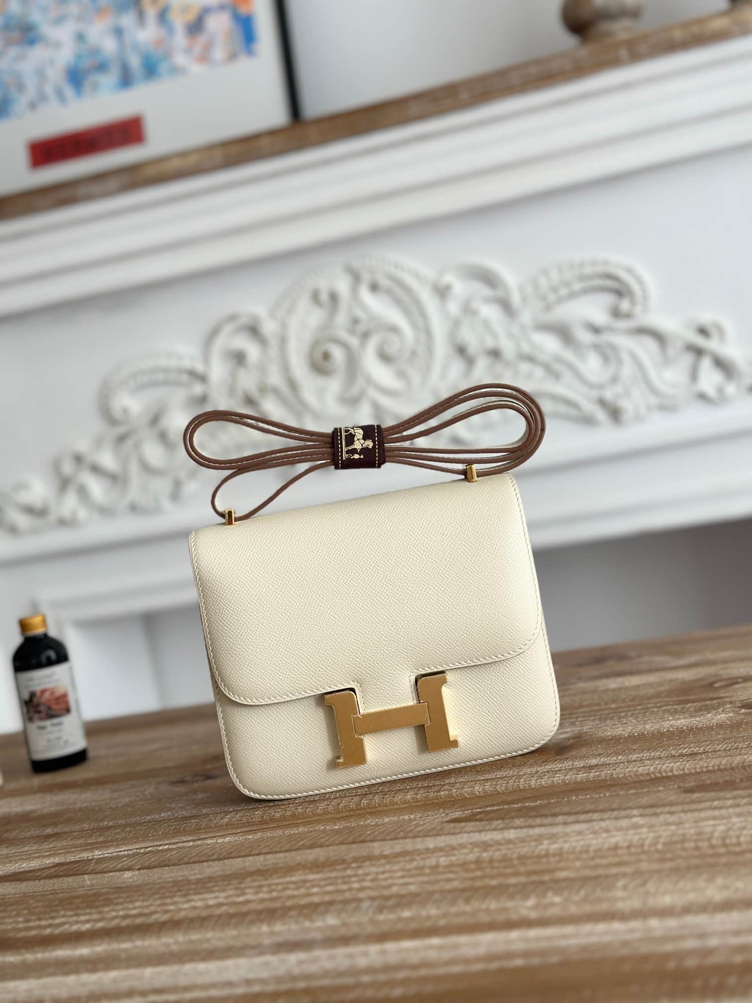 Hermes Mini Constance 18cm Epsom Bag WAX Craie High