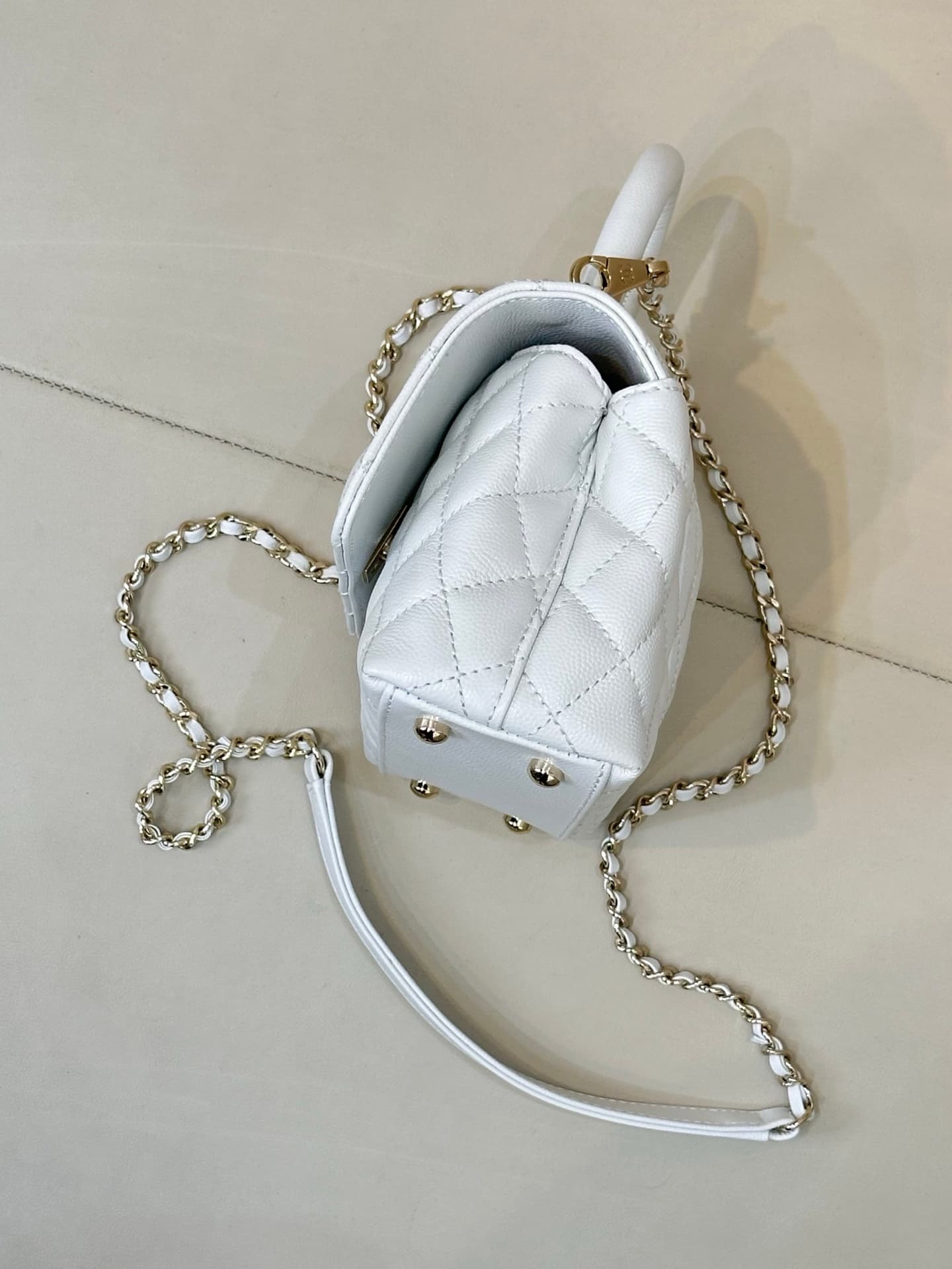 Chanel Mini Flap Bag with Top Handle Grained Calfskin & Gold-Tone Metal AS2215 TOP
