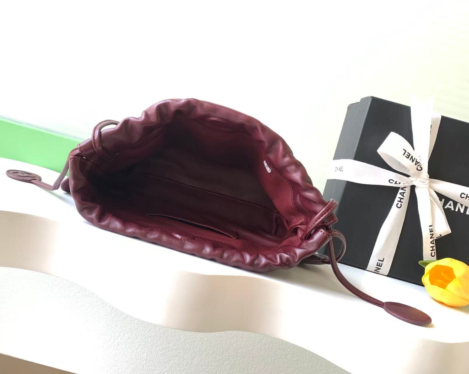 Chanel Clutch with Leather Strap Quilted Leather & Gold-tone Metal AP5227 Burgundy A