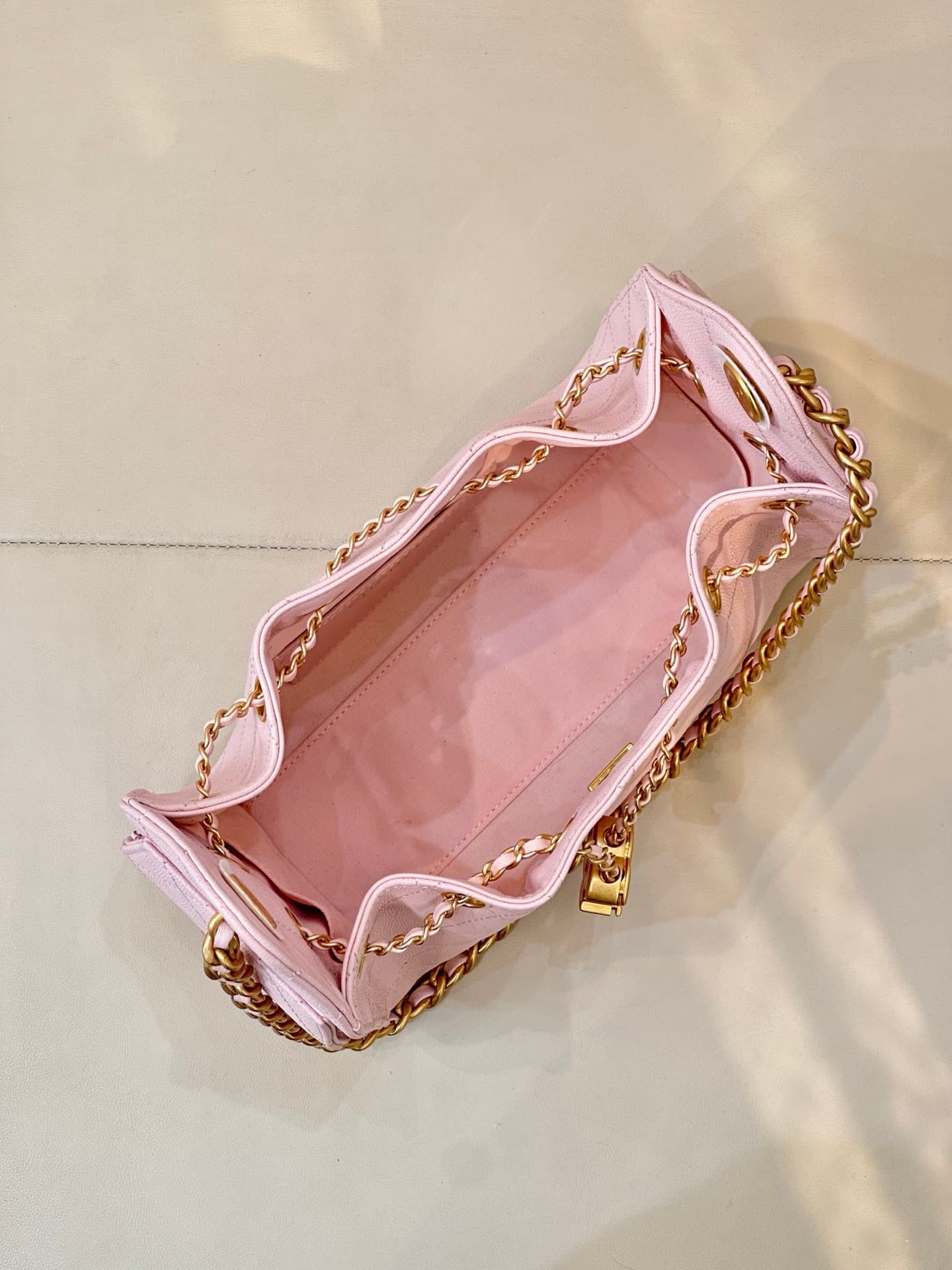 CHANEL 25 Mini Handbag AS5631 Grained Calfskin & Gold-tone Metal Light Pink TOP