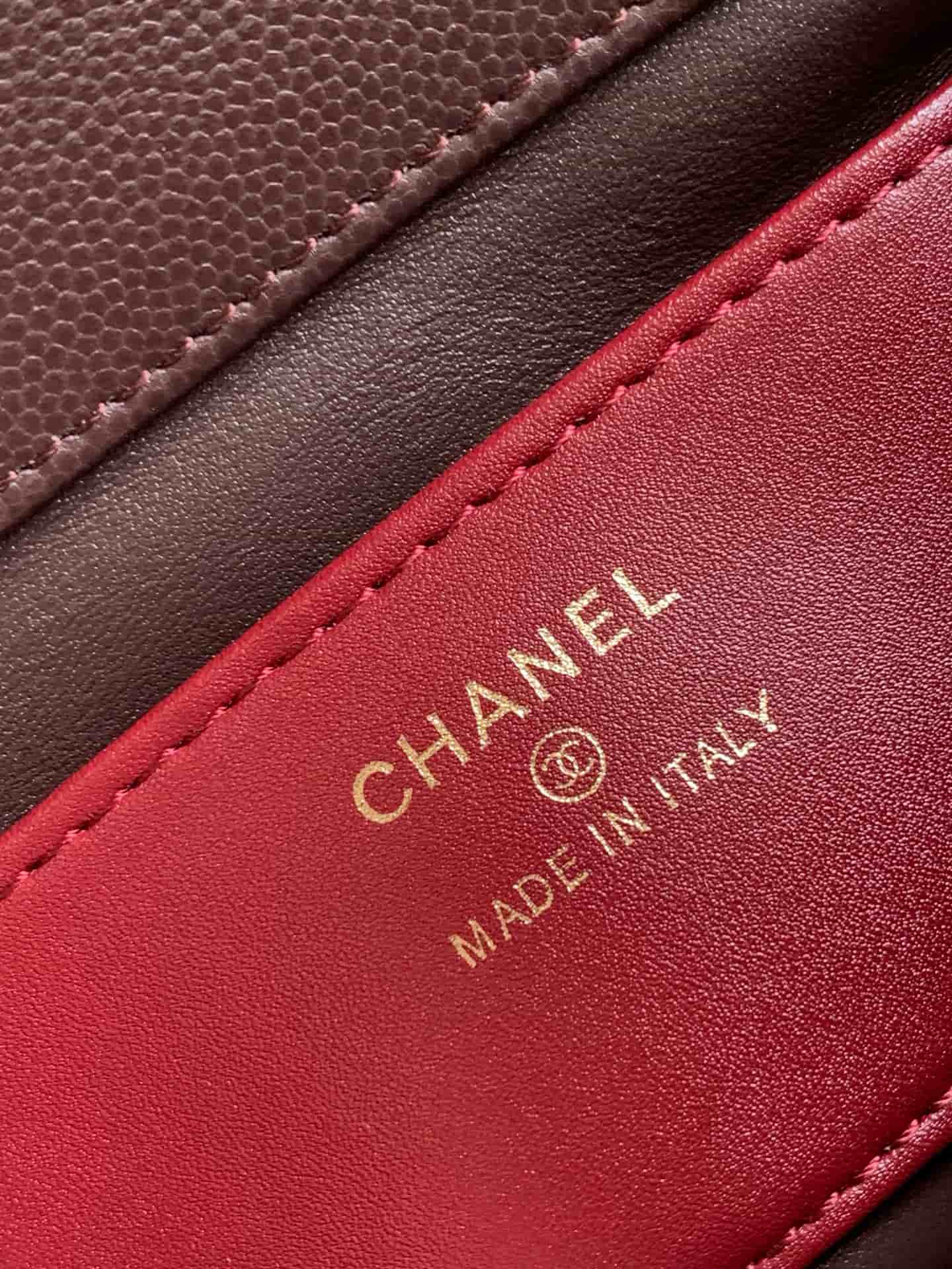 Chanel Clutch with Leather Strap Grained Shiny Calfskin & Gold-Tone Metal Dark brown AP5068 A