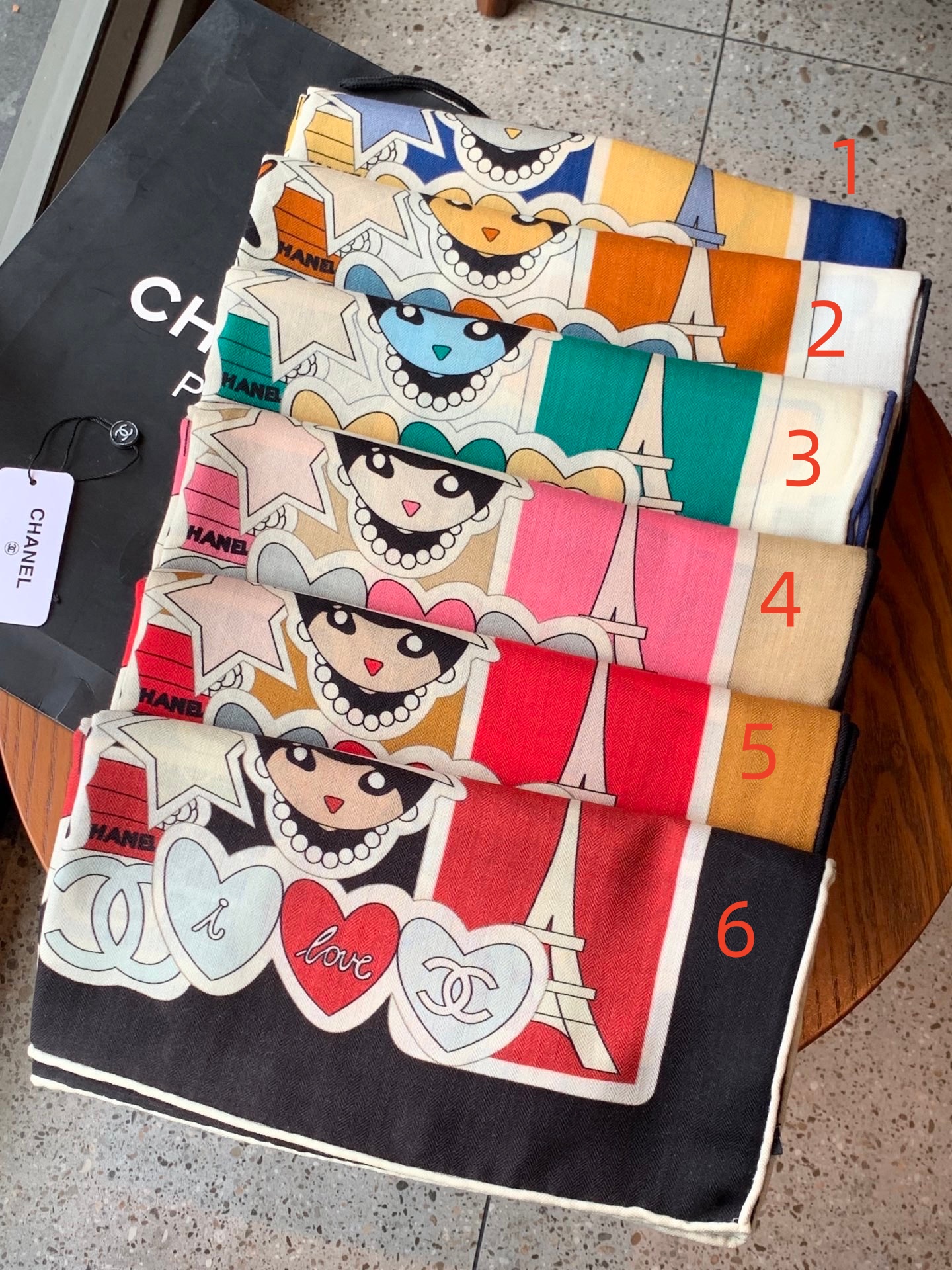Chanel motif printed silk square scarf