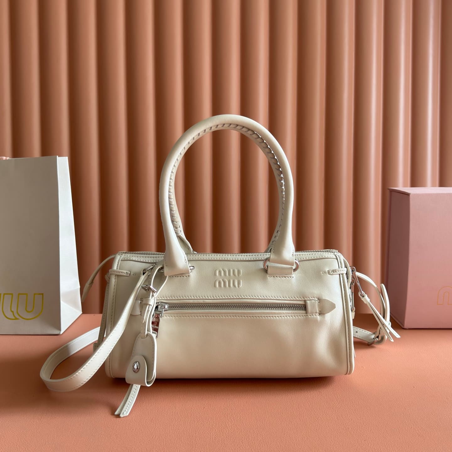 Miu Miu Arcadie bag Smooth Leather 5BA332 White TOP