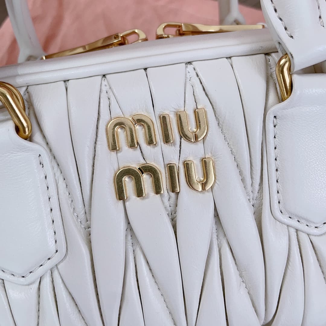 Miu Miu Arcadie matelassé nappa leather bag 5BB142 Cream High