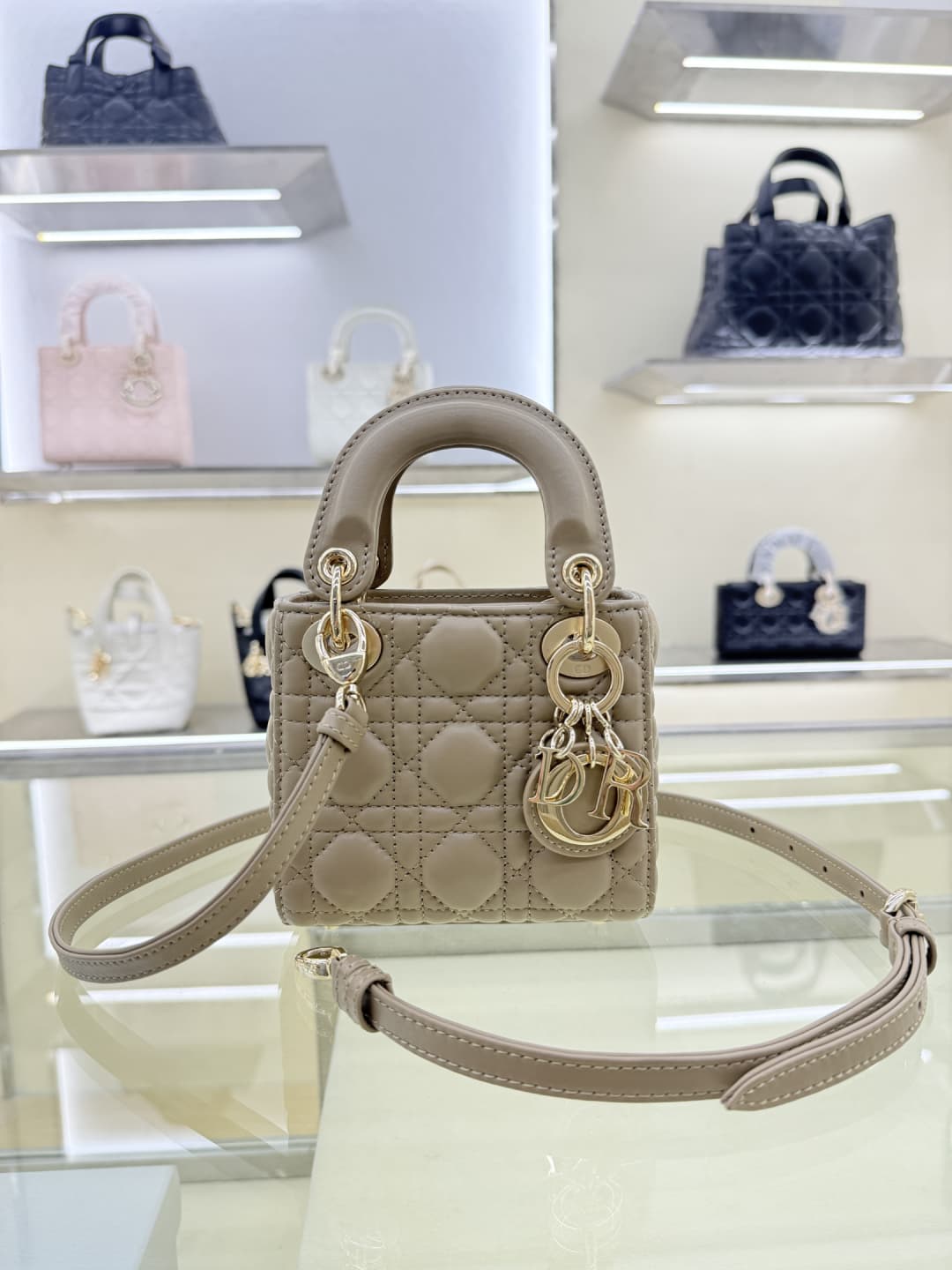 MICRO LADY Dior BAG Cannage Lambskin Beige High