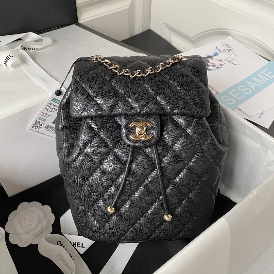 Chanel Urban Spirit Backpack Grained Calfskin & Gold-Metal AS4059 Black A