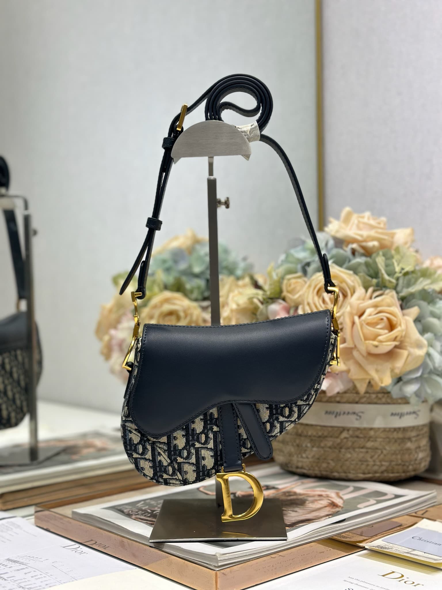 Mini SADDLE BAG Dior Oblique Jacquard  Blue with Beige High