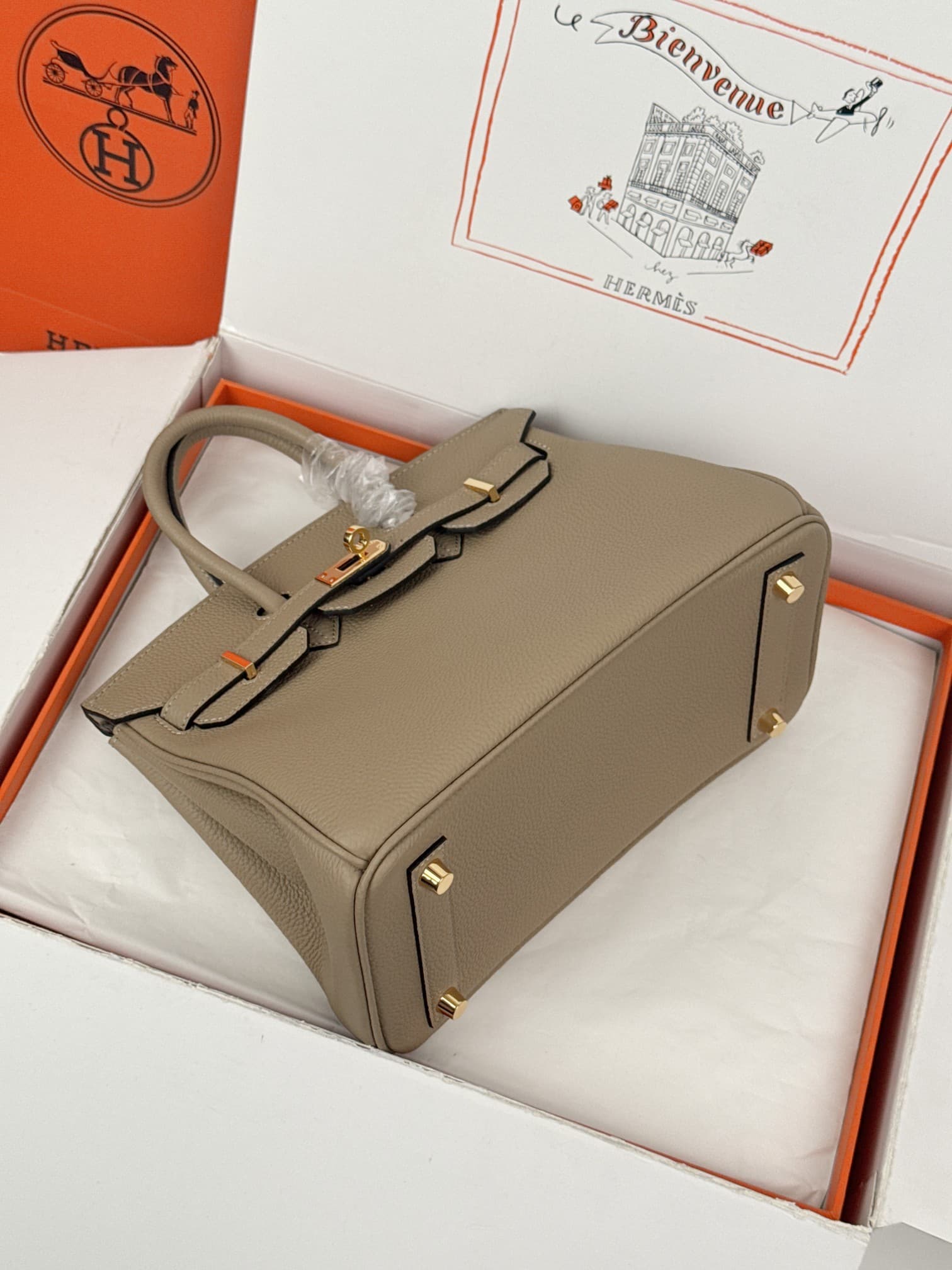 Hermes Birkin 25/30 Bag Togo Calfskin Leather Trench High
