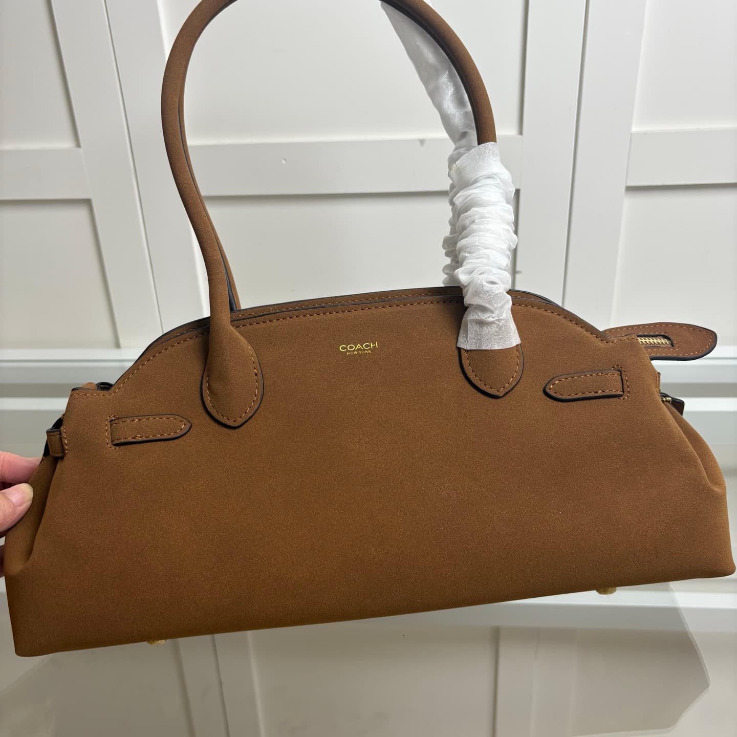 Coach Empire Carryall 34 in Warm Brown Suede High