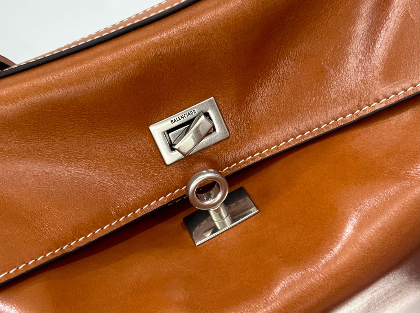 Balenciaga Rodeo Large Bag in Tan Leather With Silver-Tone Metal TOP