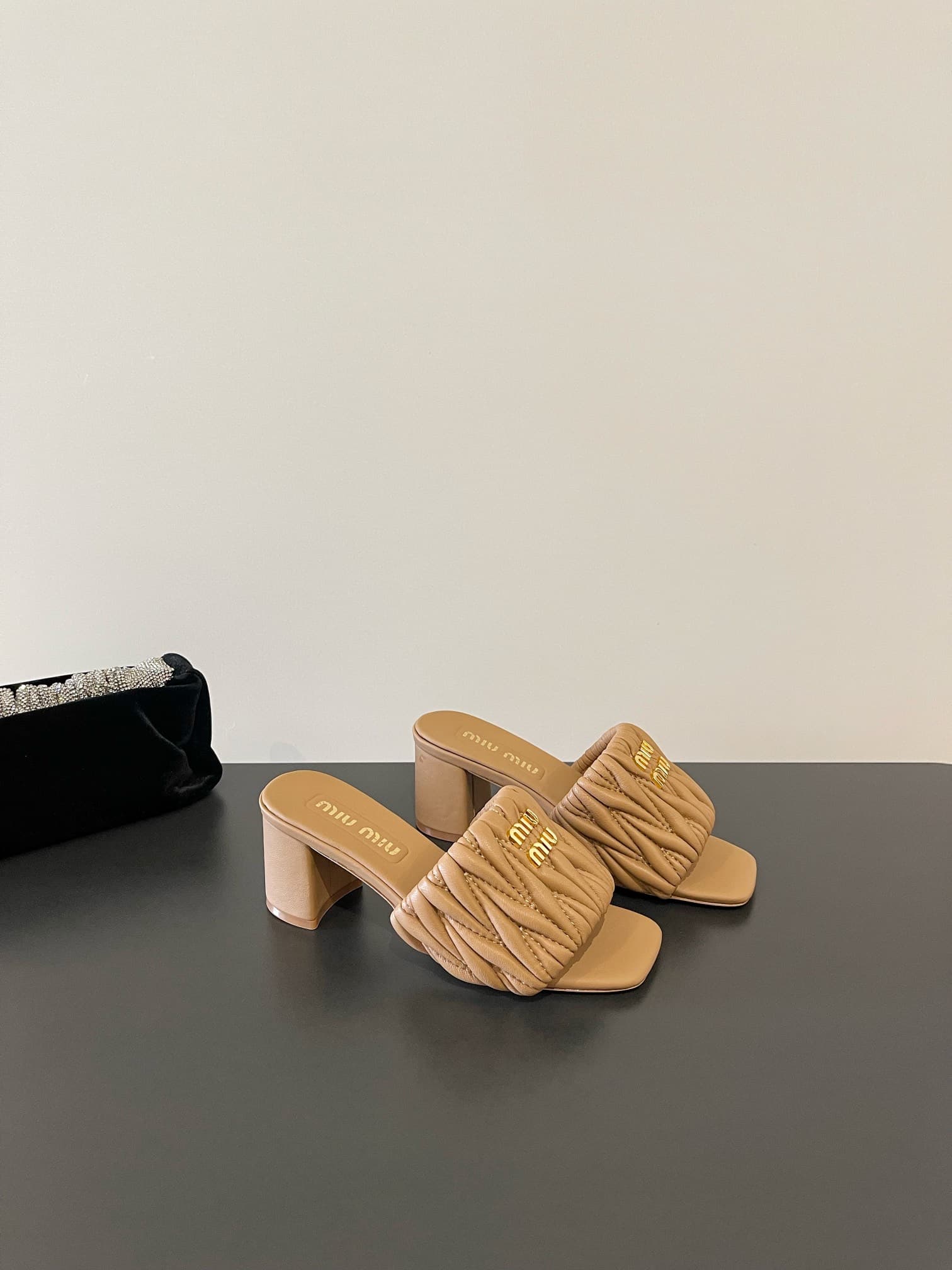 Miu Miu Matelasse Nappa Leather Slides Shoes Women