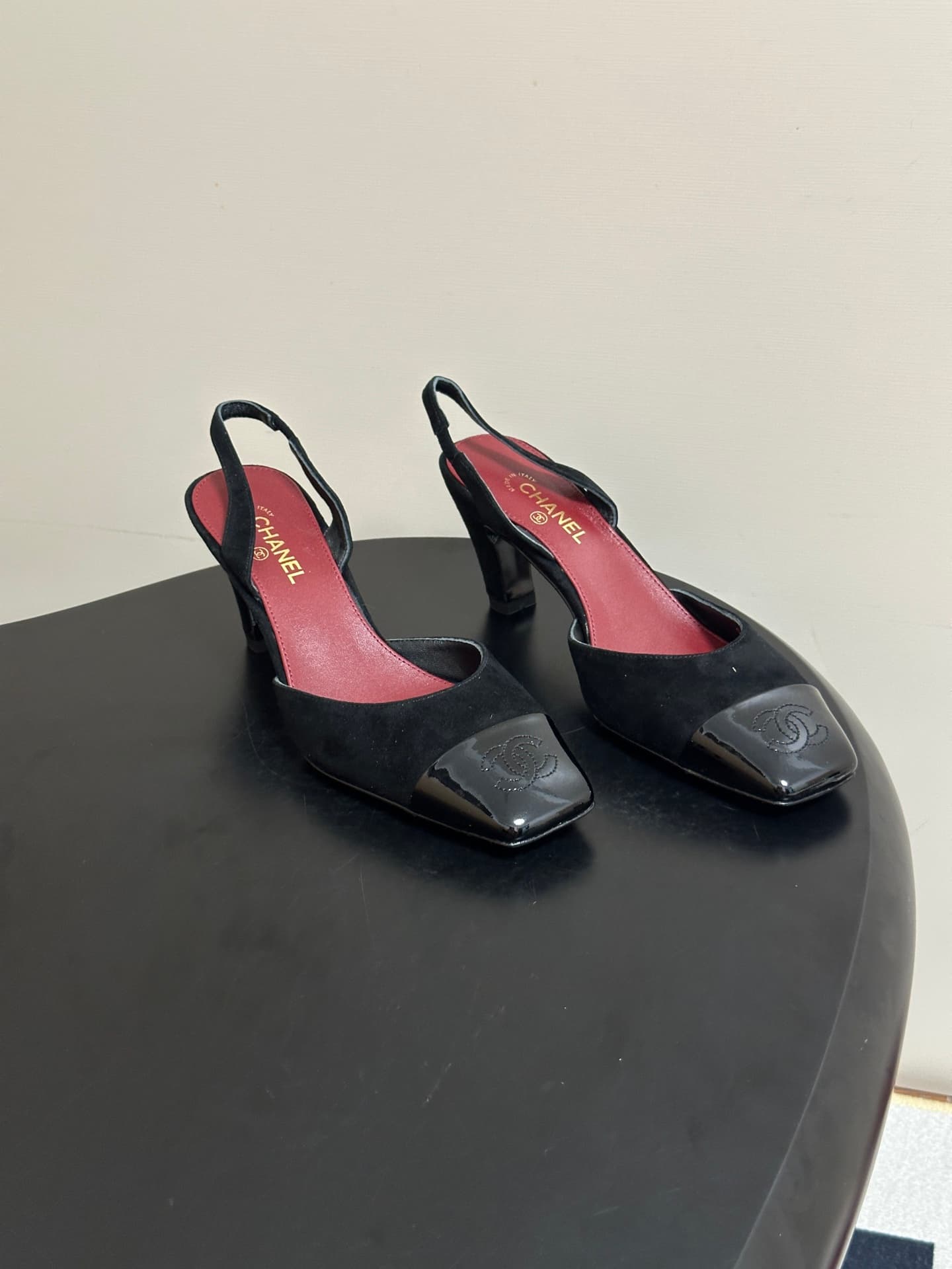 Chanel Two-tone Leather Slingback Heels
