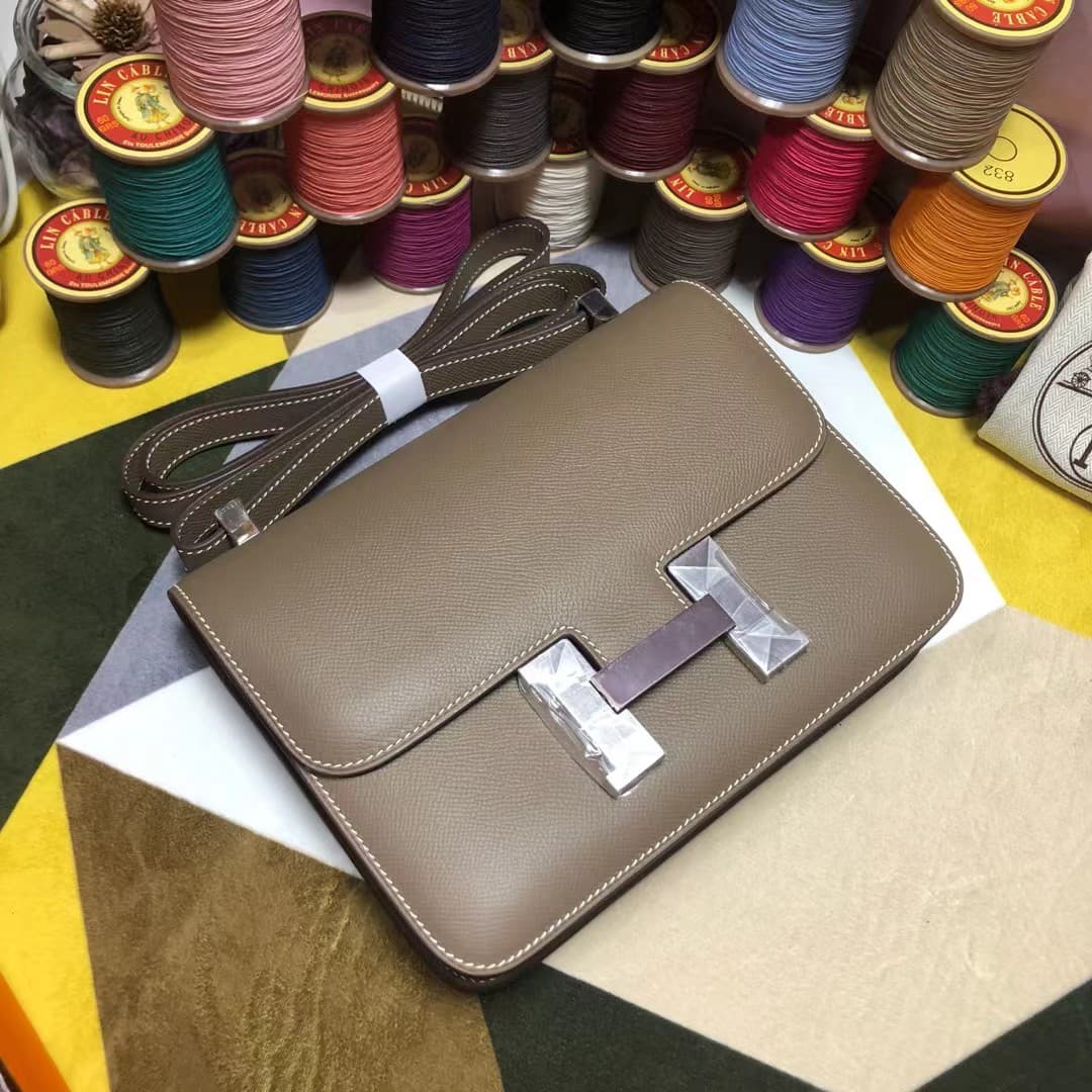 Hermes Mini Constance 18cm/24cm Epsom Bag WAX Etoupe High