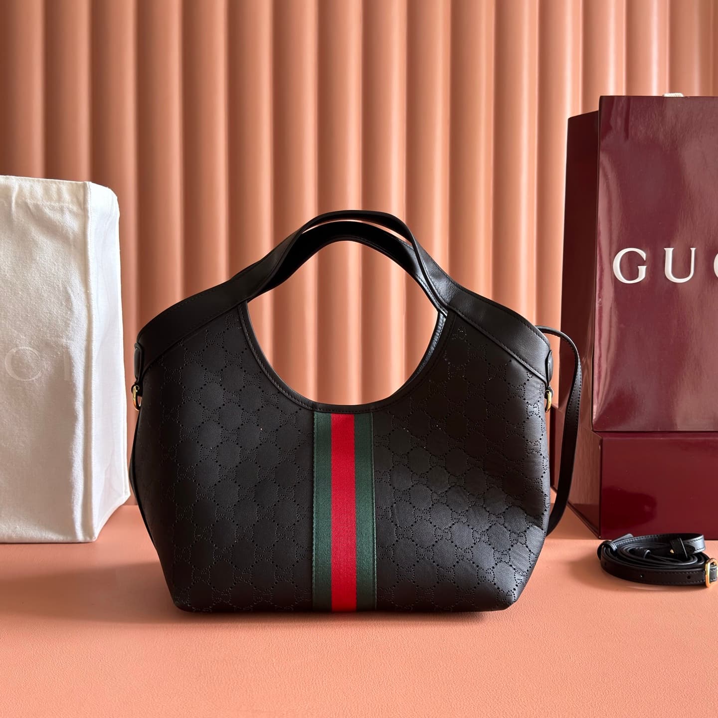 Gucci Giglio small tote bag black GG leather 860845 High