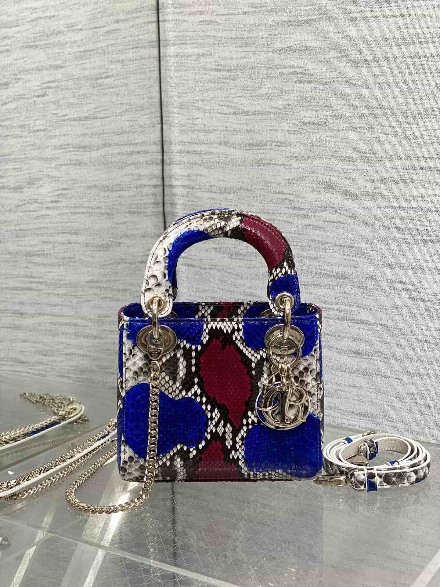 MINI LADY Dior BAG Cannage Python Gold-tone Metal High