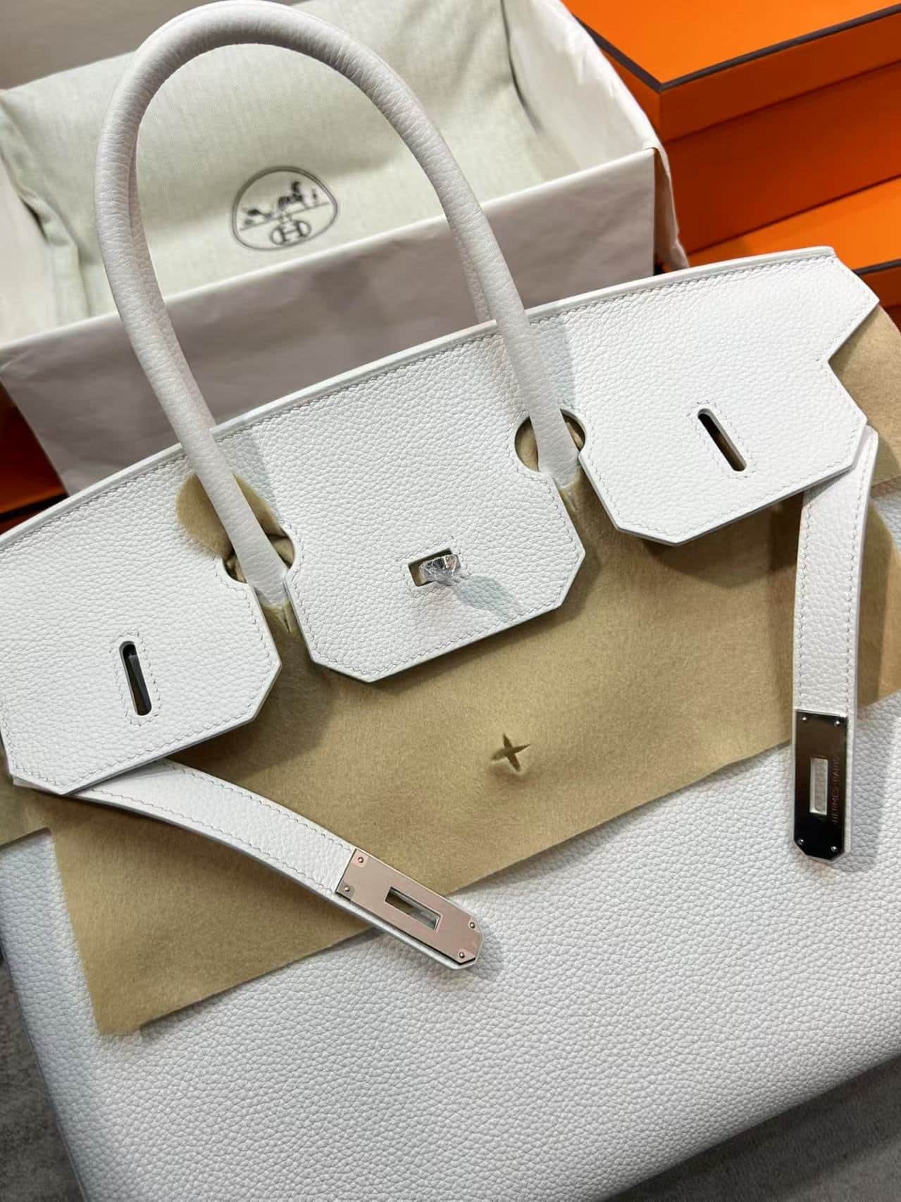 Hermes Birkin 25/30/35cm Bag Togo Leather WAX High White Customizing Style