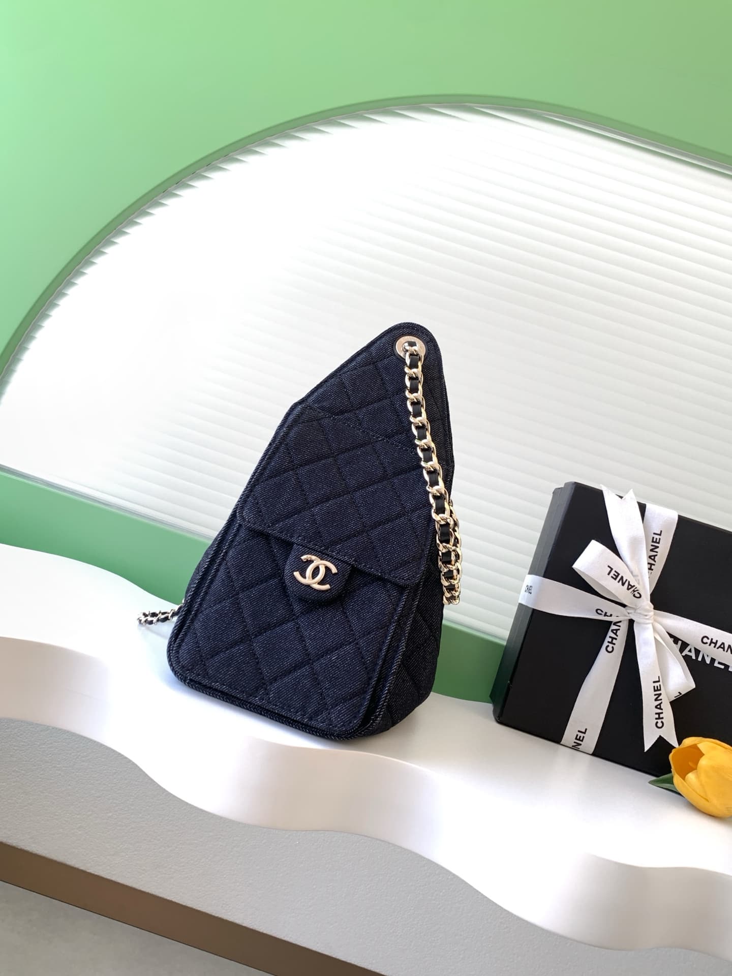 Chanel 25 Small Hobo handbag AS5293 Denim&Gold-tone metal Drak Blue A