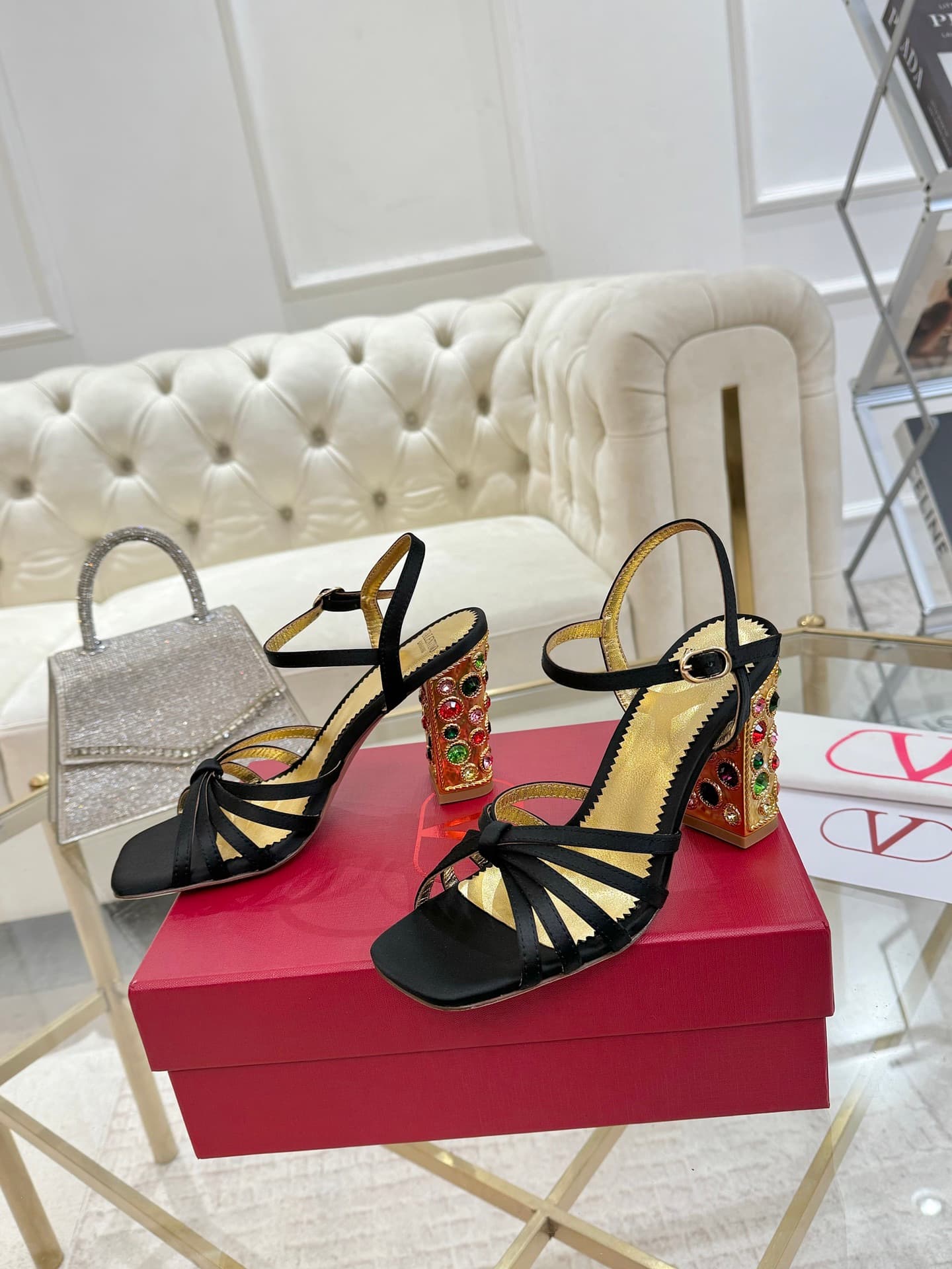Valentino Preshoes Satin Sandal With Crystals Shoes Women