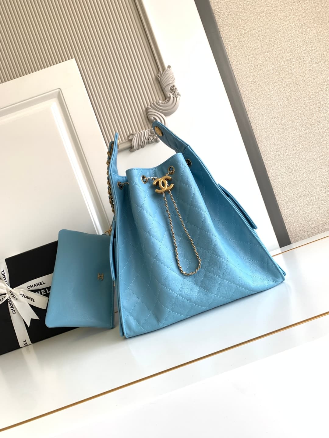 Chanel 25 Medium Hobo Medium handbag AS5311 Grained Calfskin & Gold-tone Metal Blue A